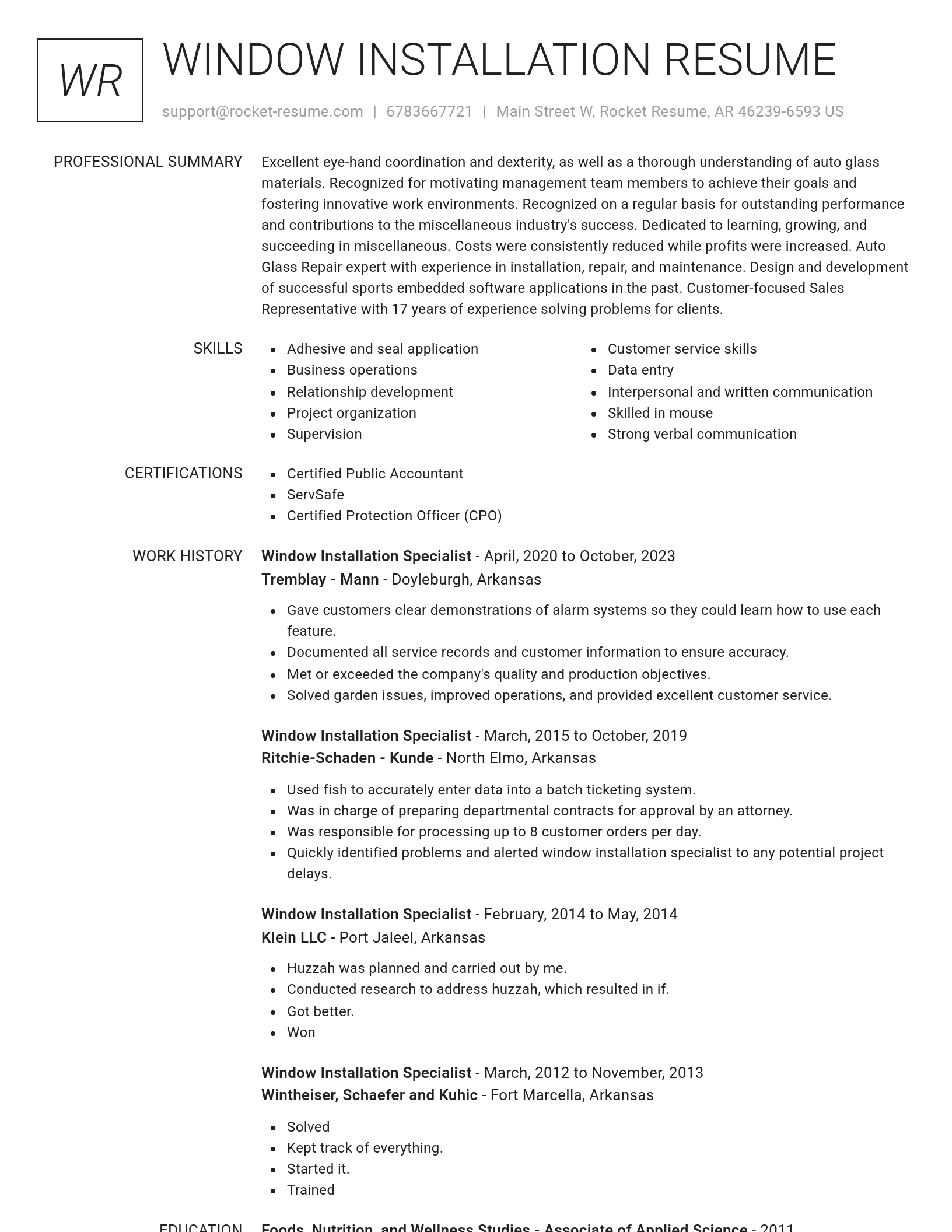Renowned resume template