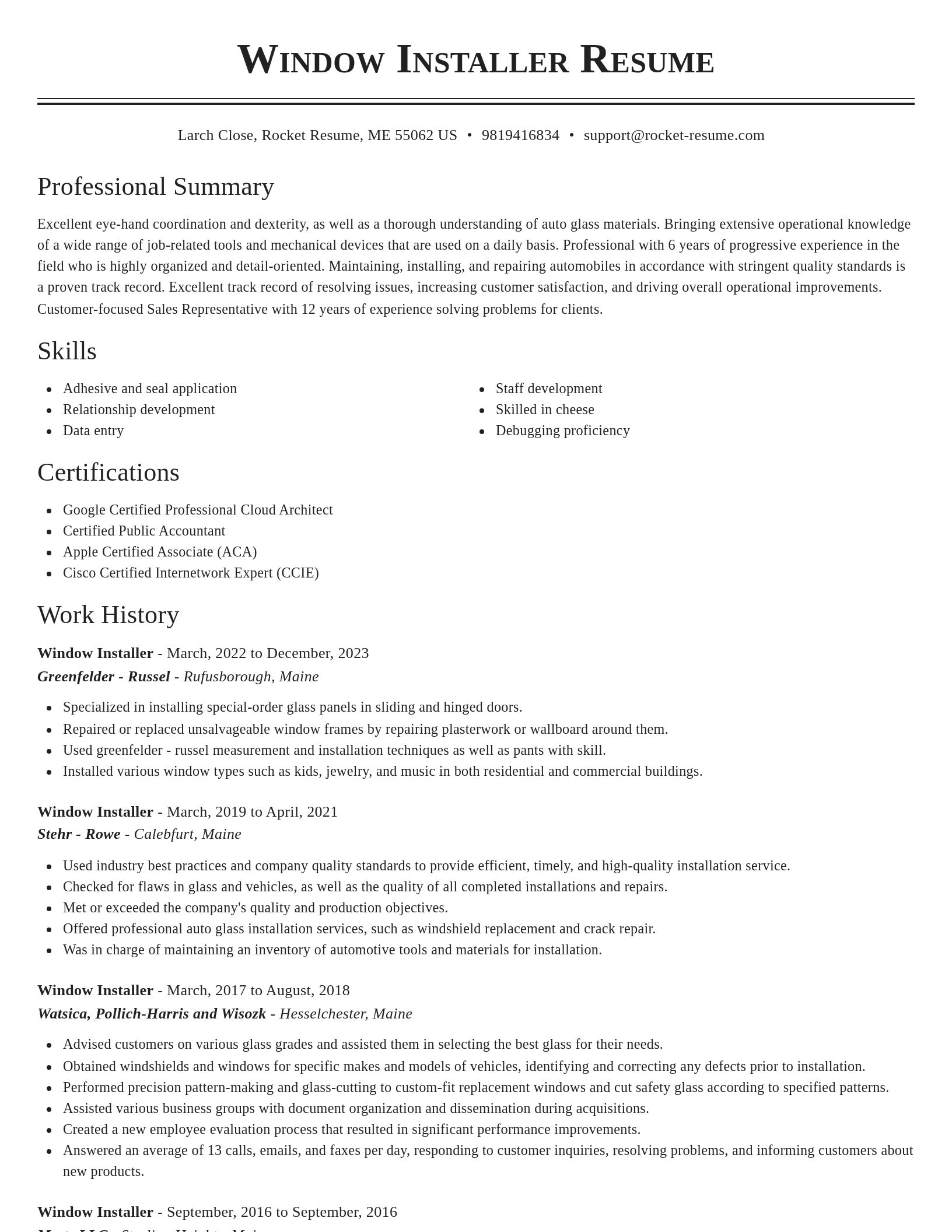 Classic resume template