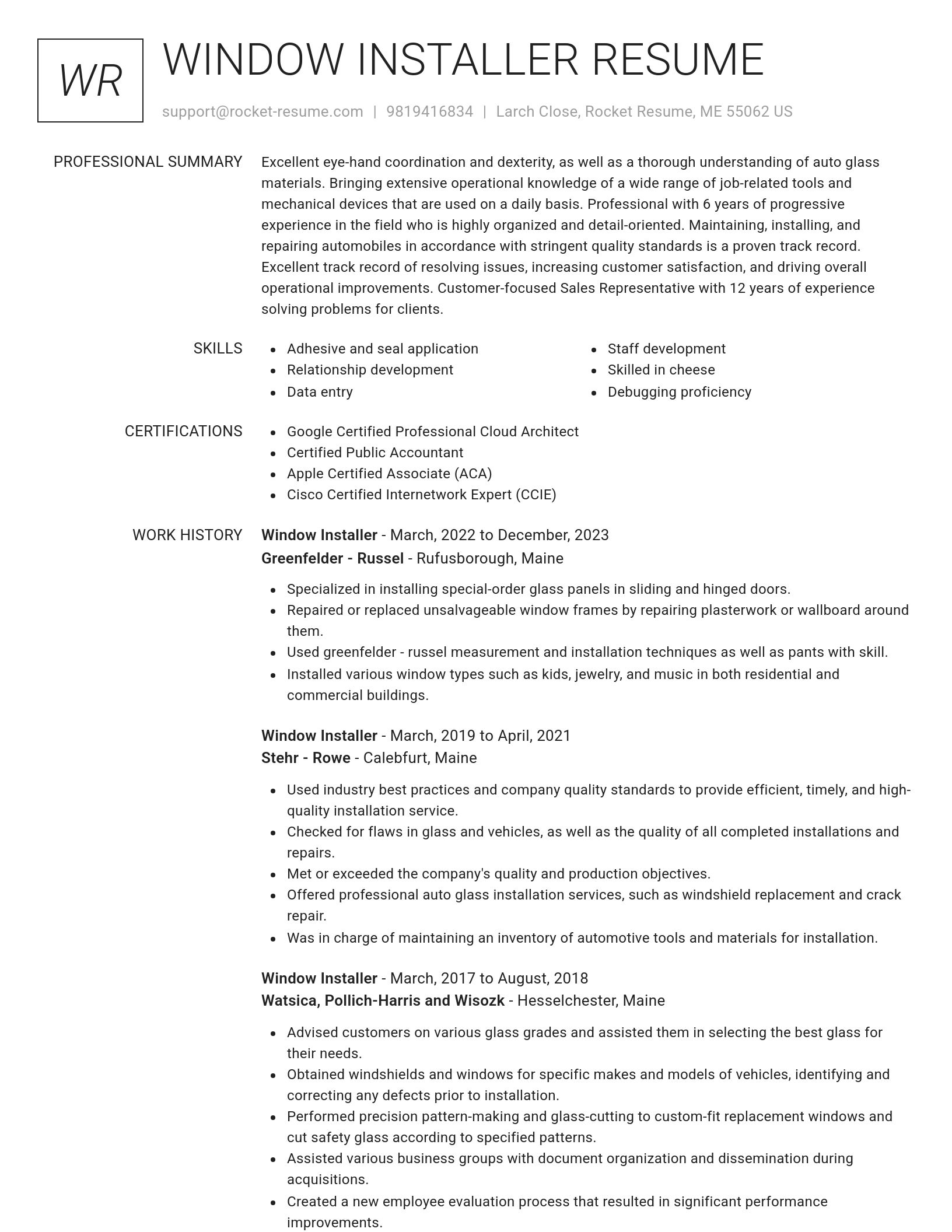 Renowned resume template