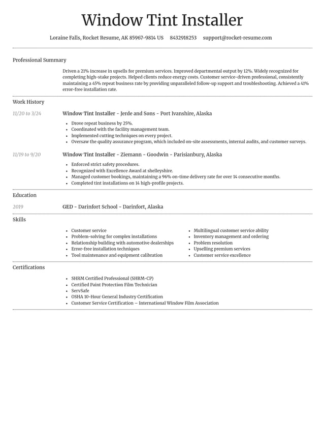 Dignified resume template