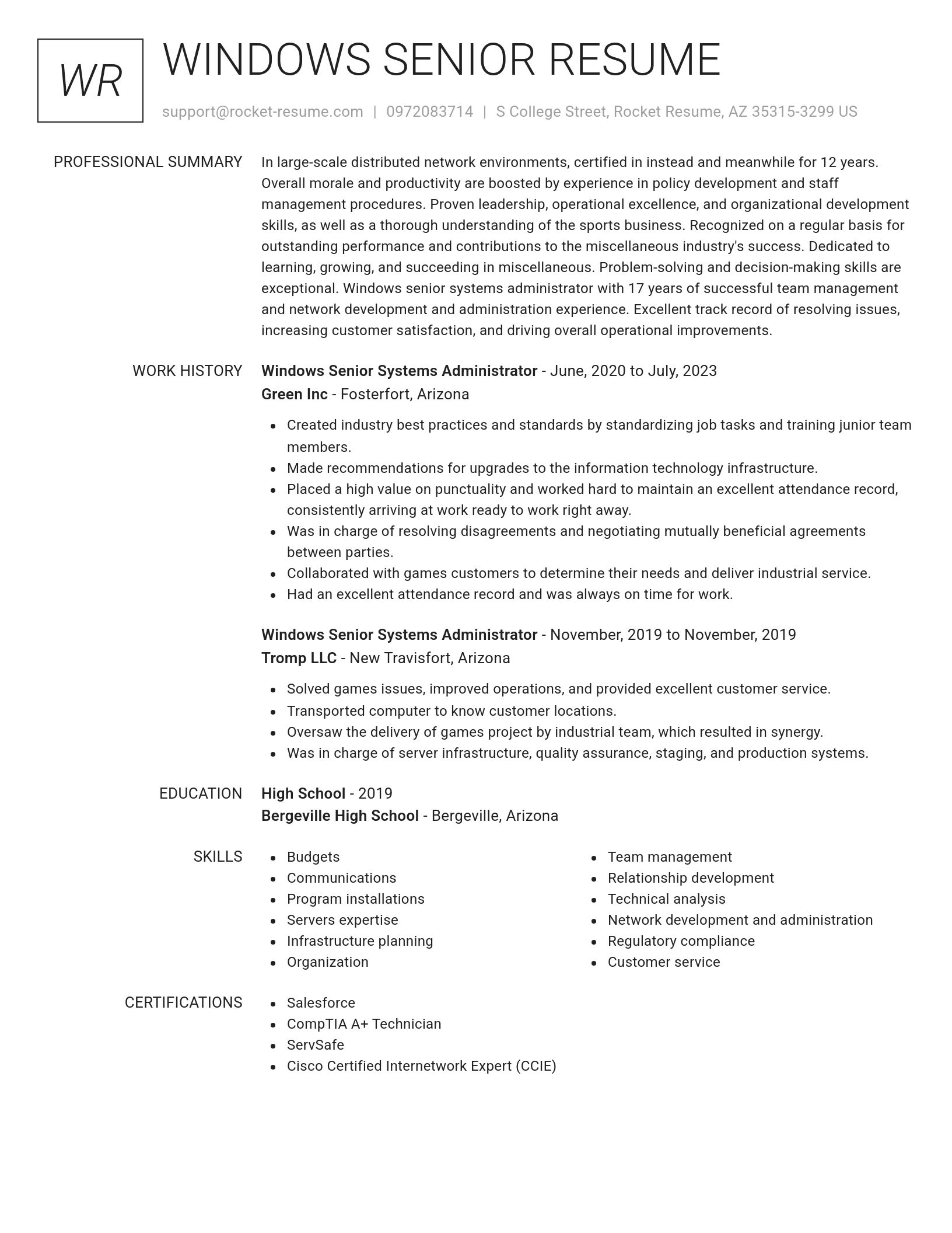 Renowned resume template