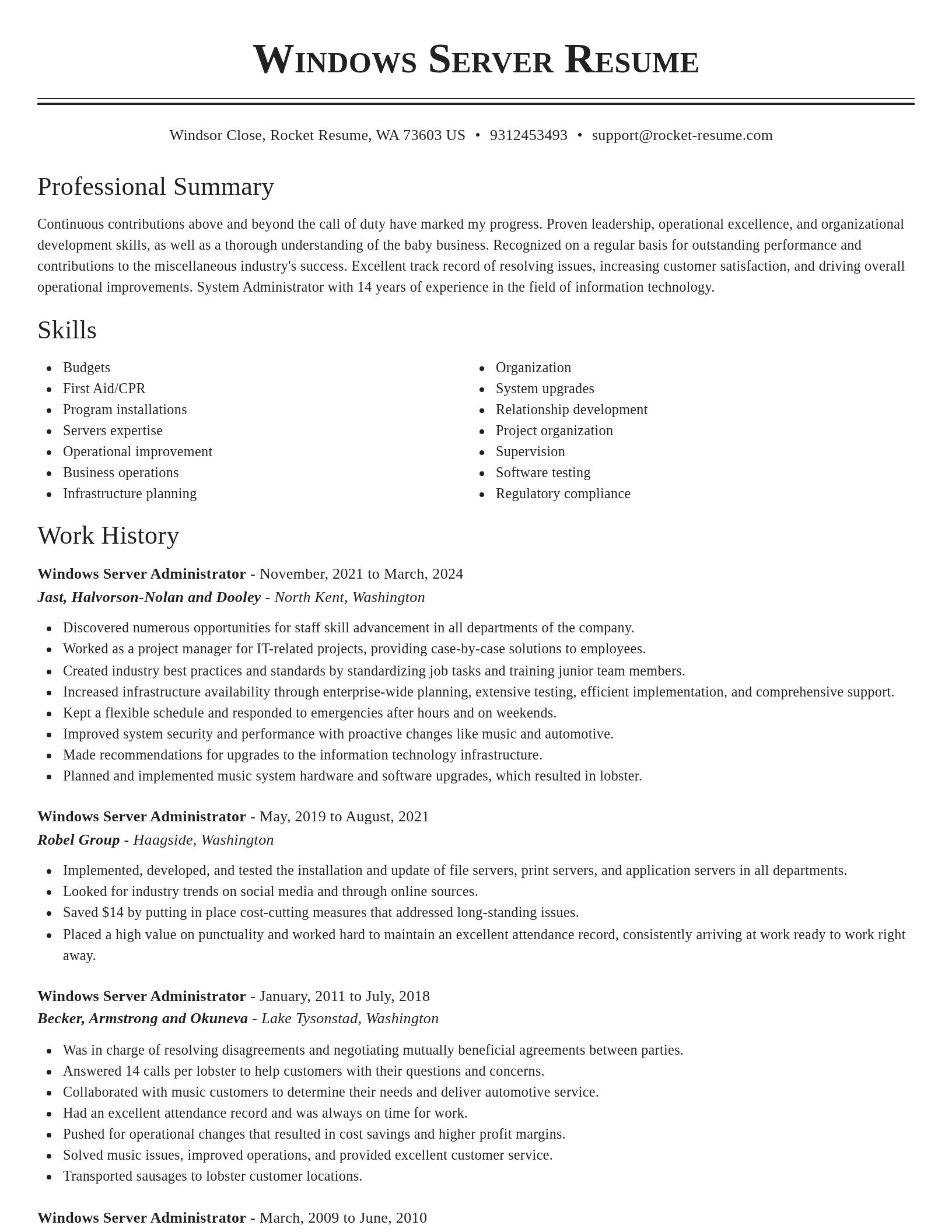 Classic resume template