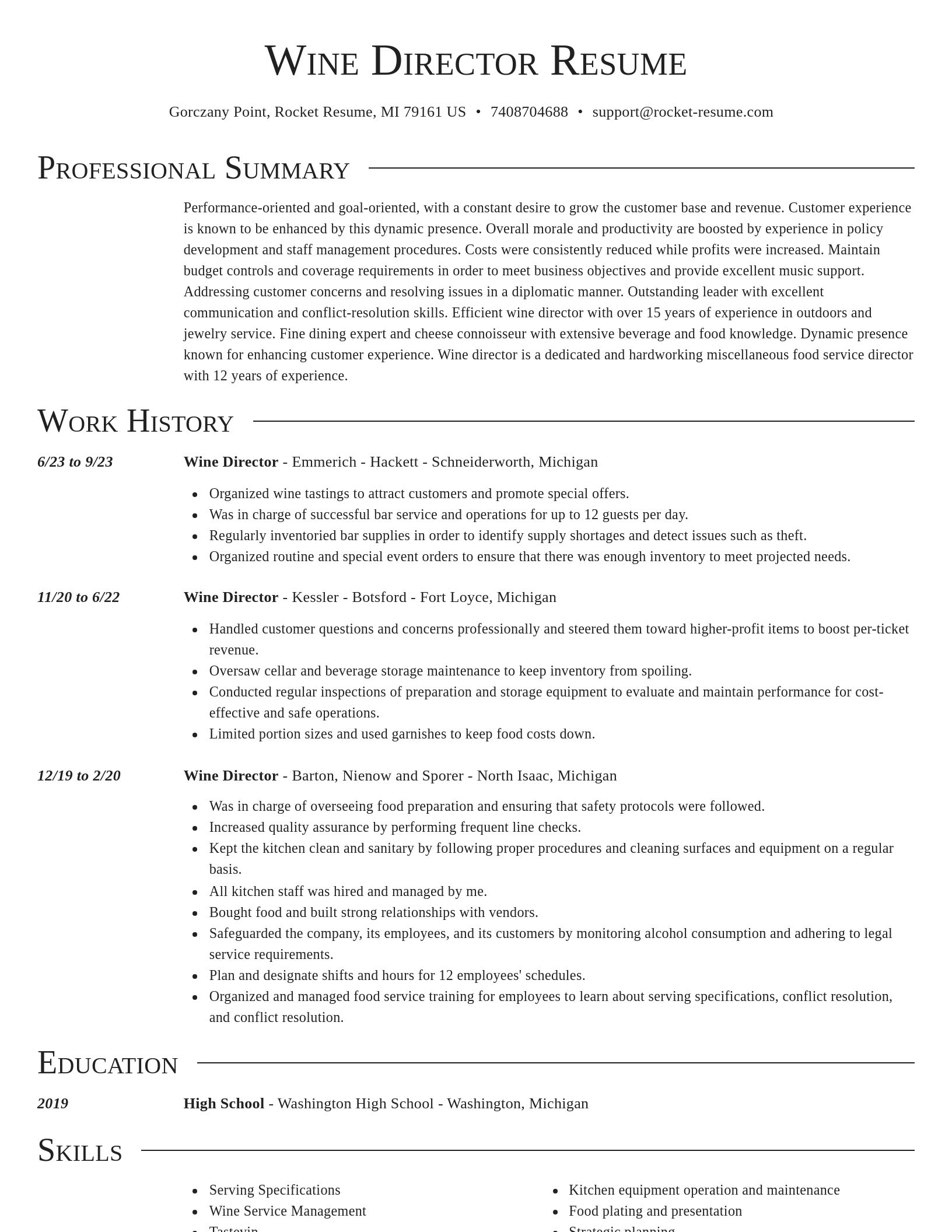 Director resume template