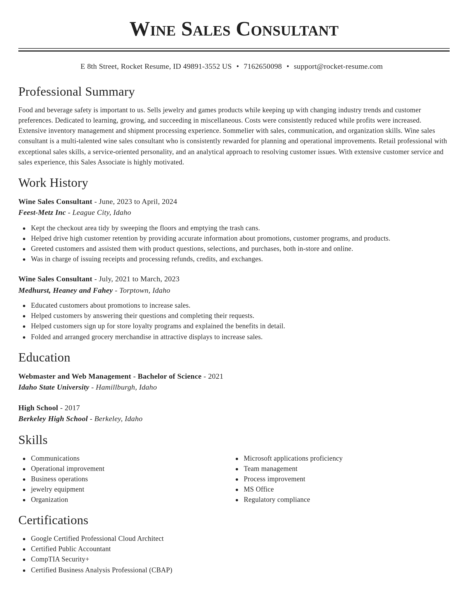 Classic resume template