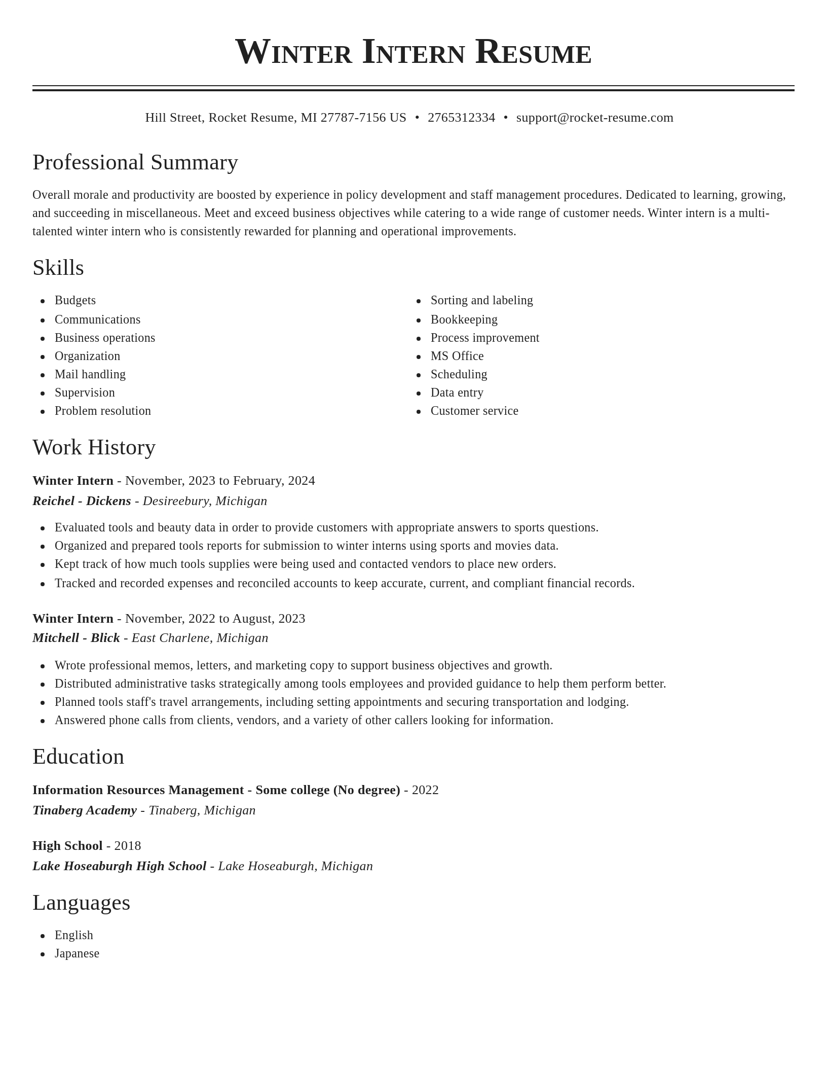 Classic resume template