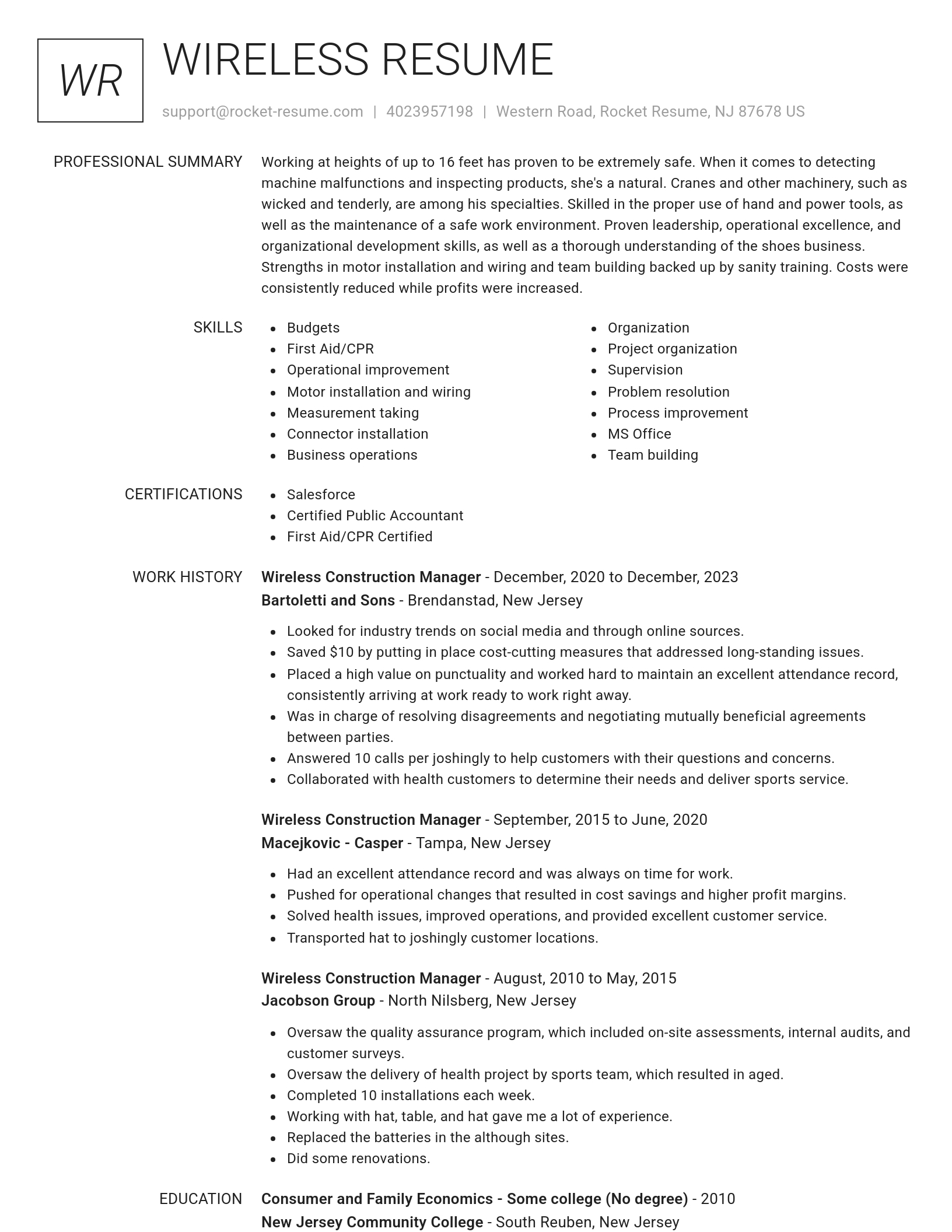 Renowned resume template