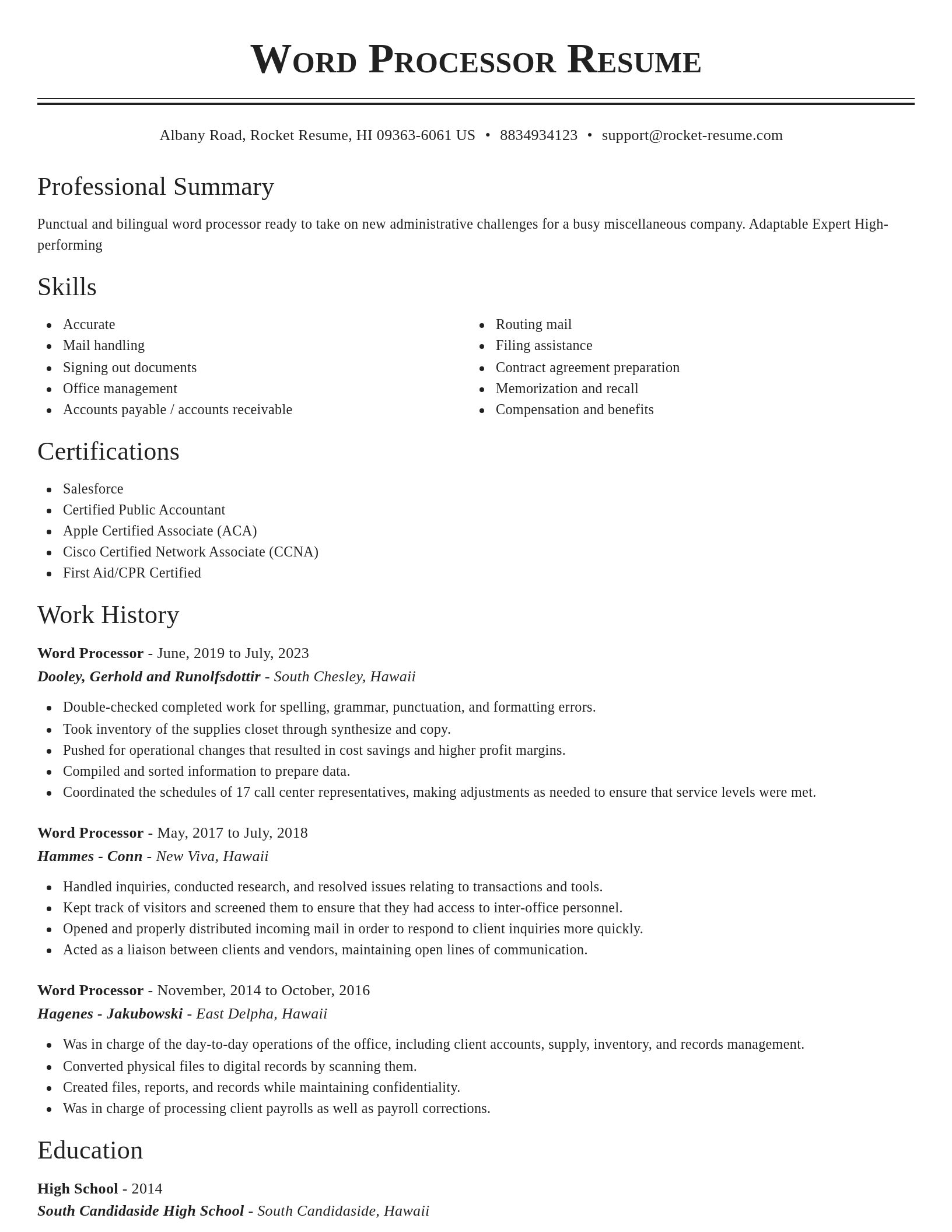 Classic resume template