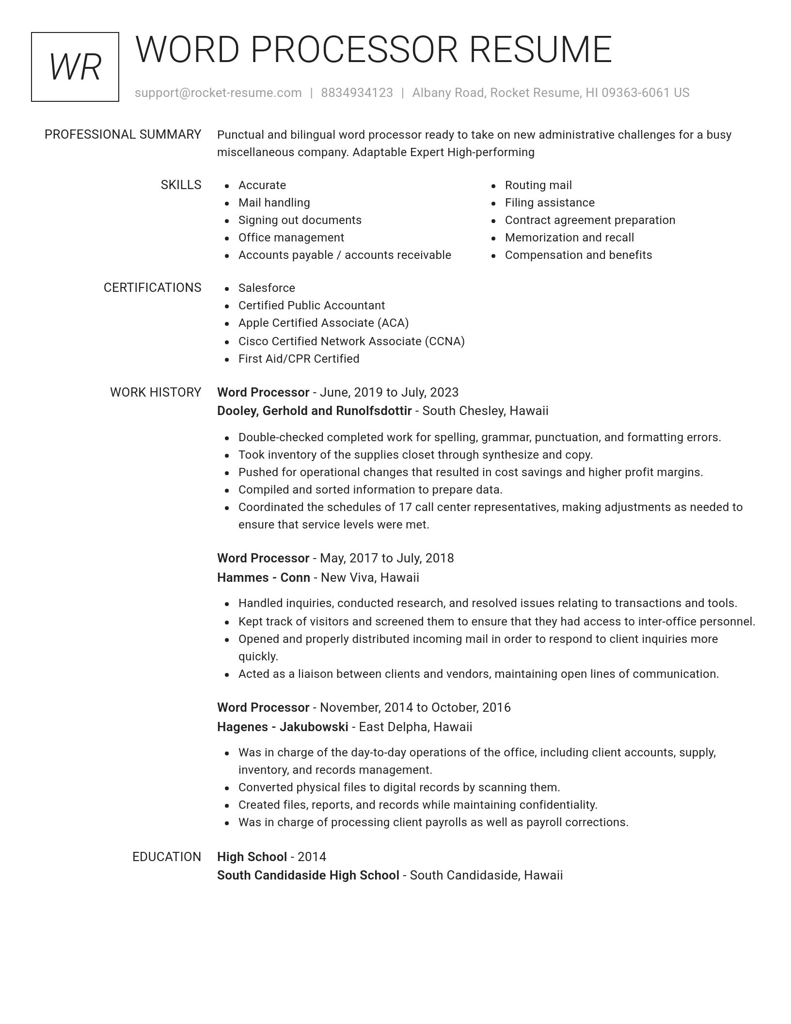 Renowned resume template