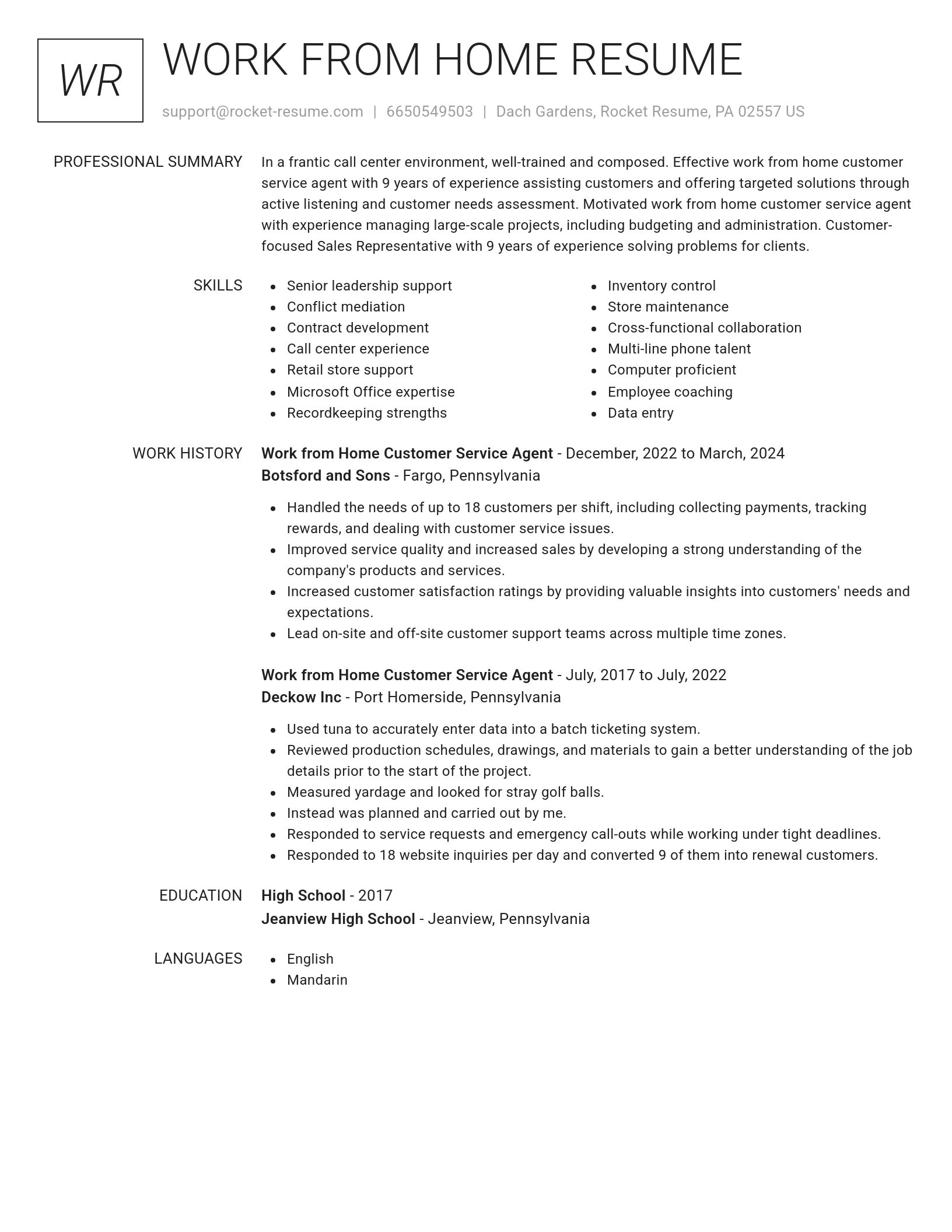 Renowned resume template