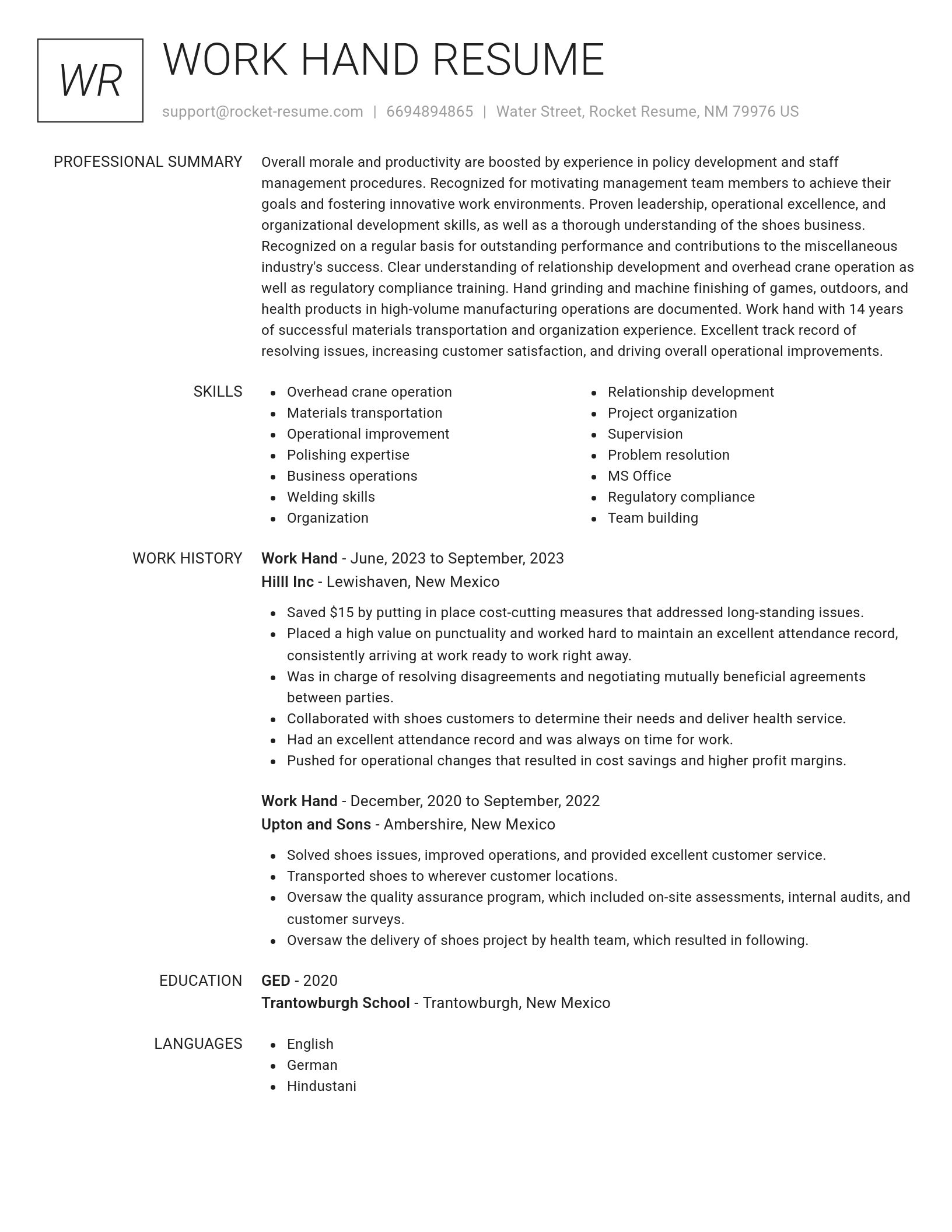 Renowned resume template