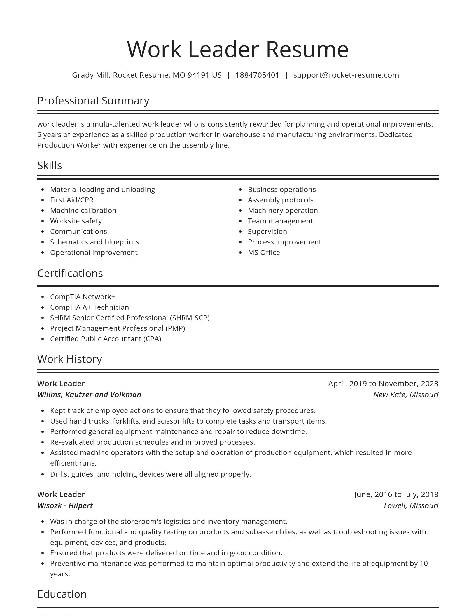 Spotlight resume template