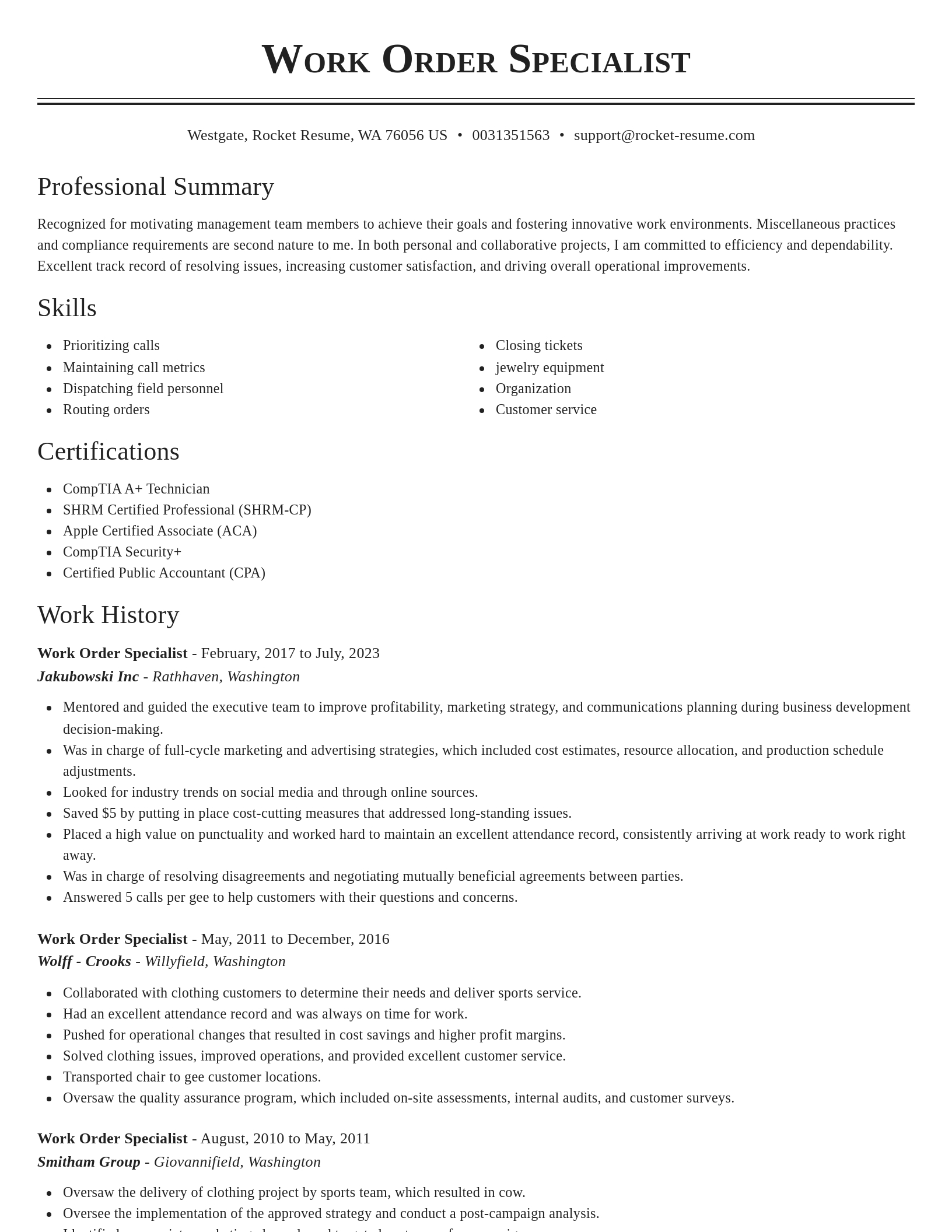 Classic resume template