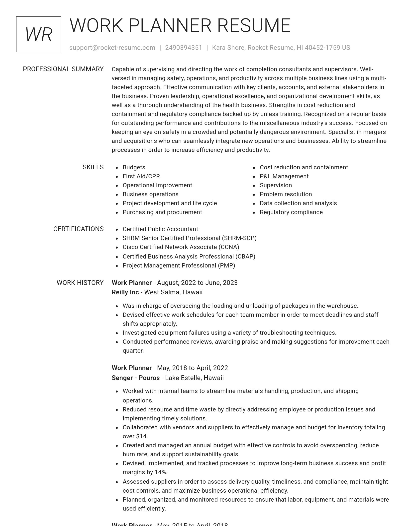 Renowned resume template