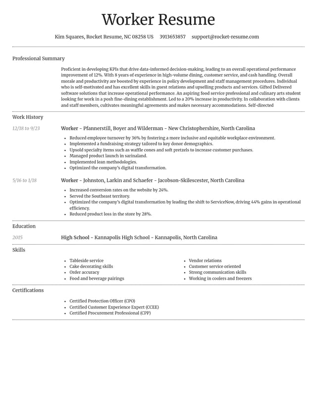 Dignified resume template