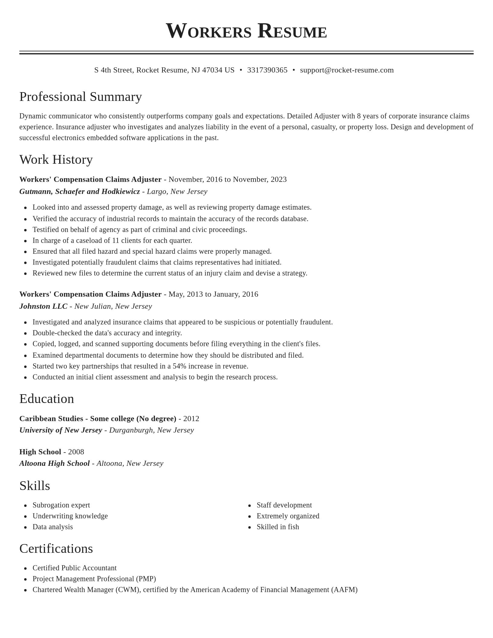 Classic resume template