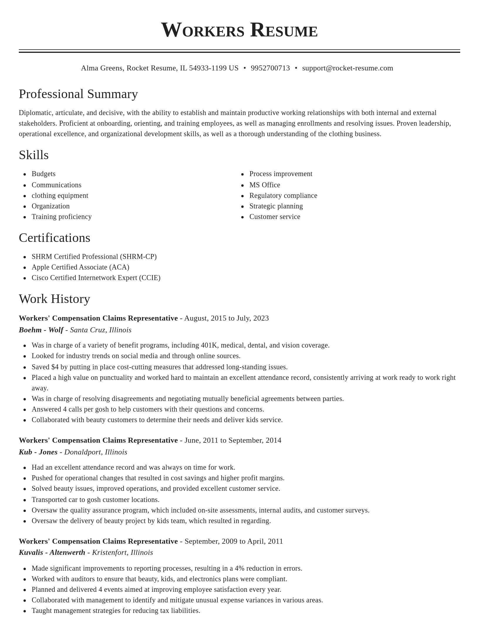 Classic resume template