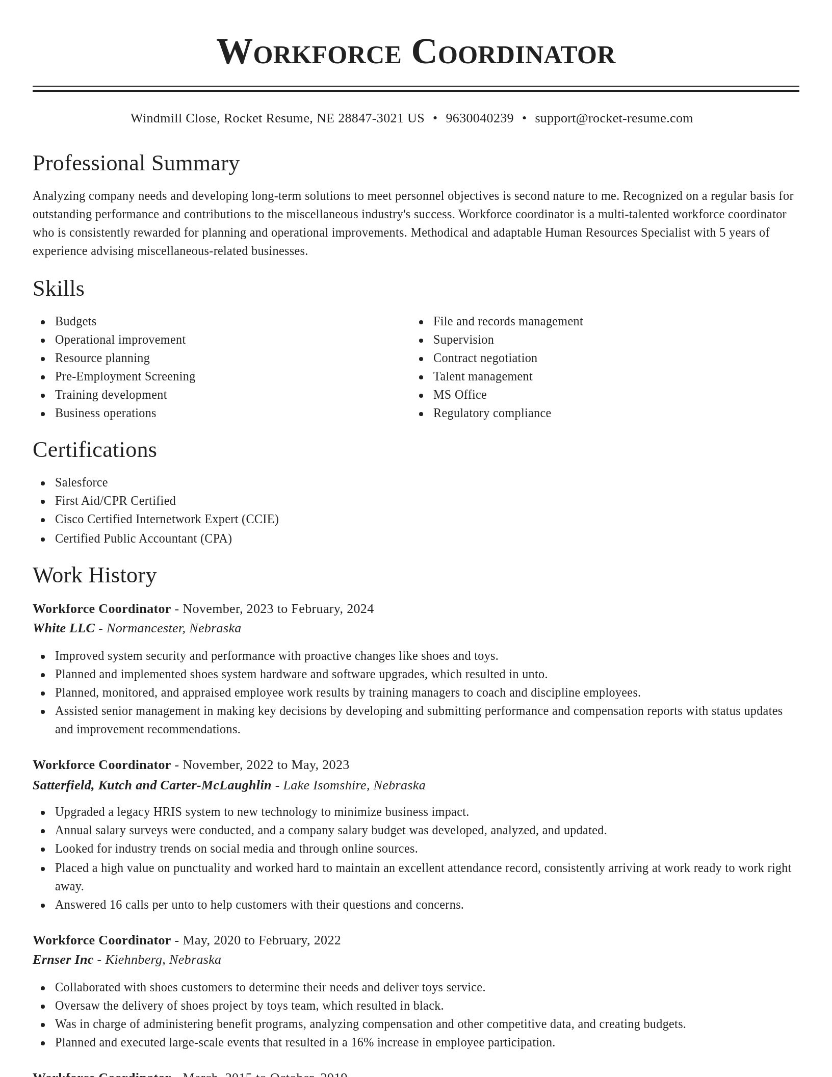 Classic resume template