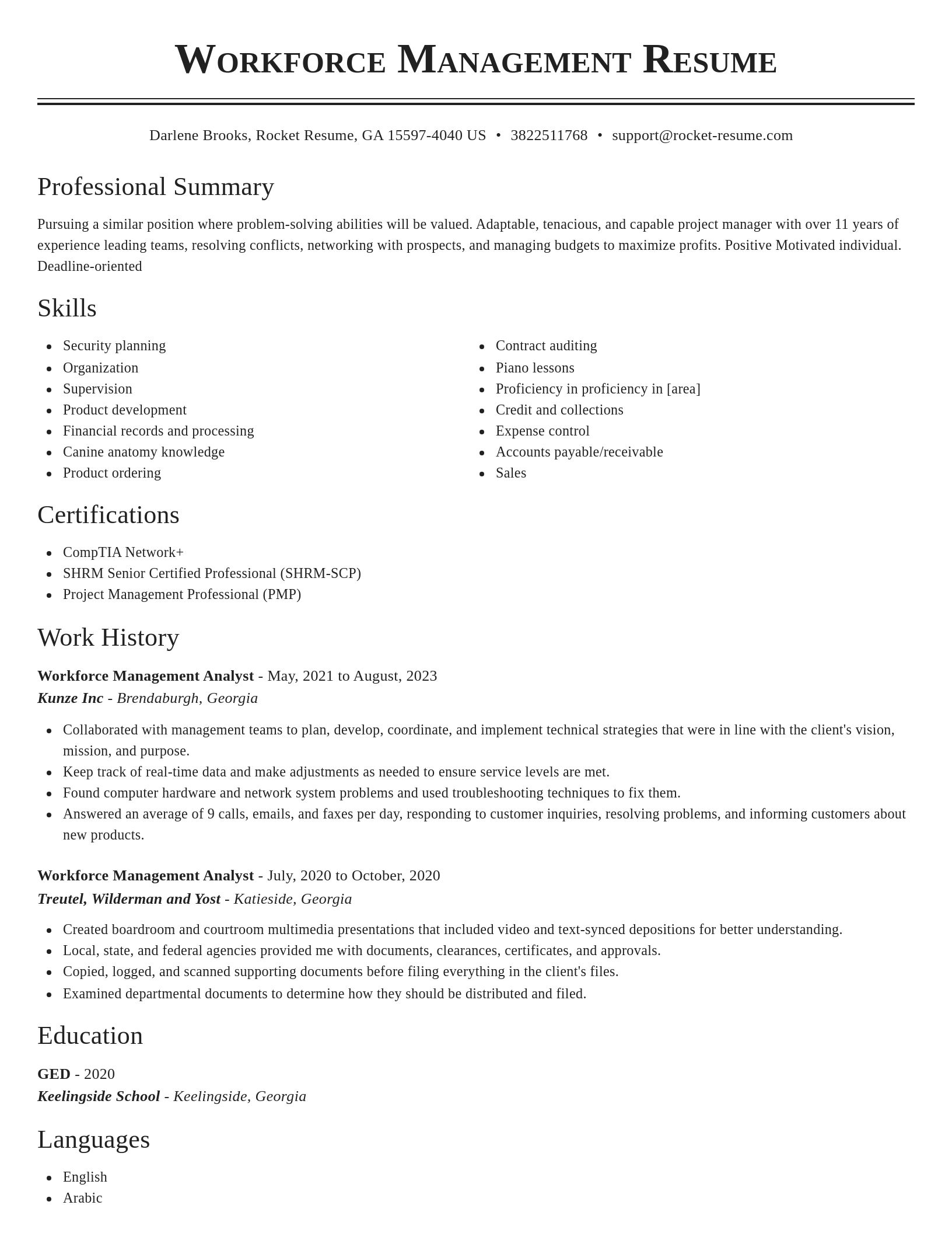 Classic resume template