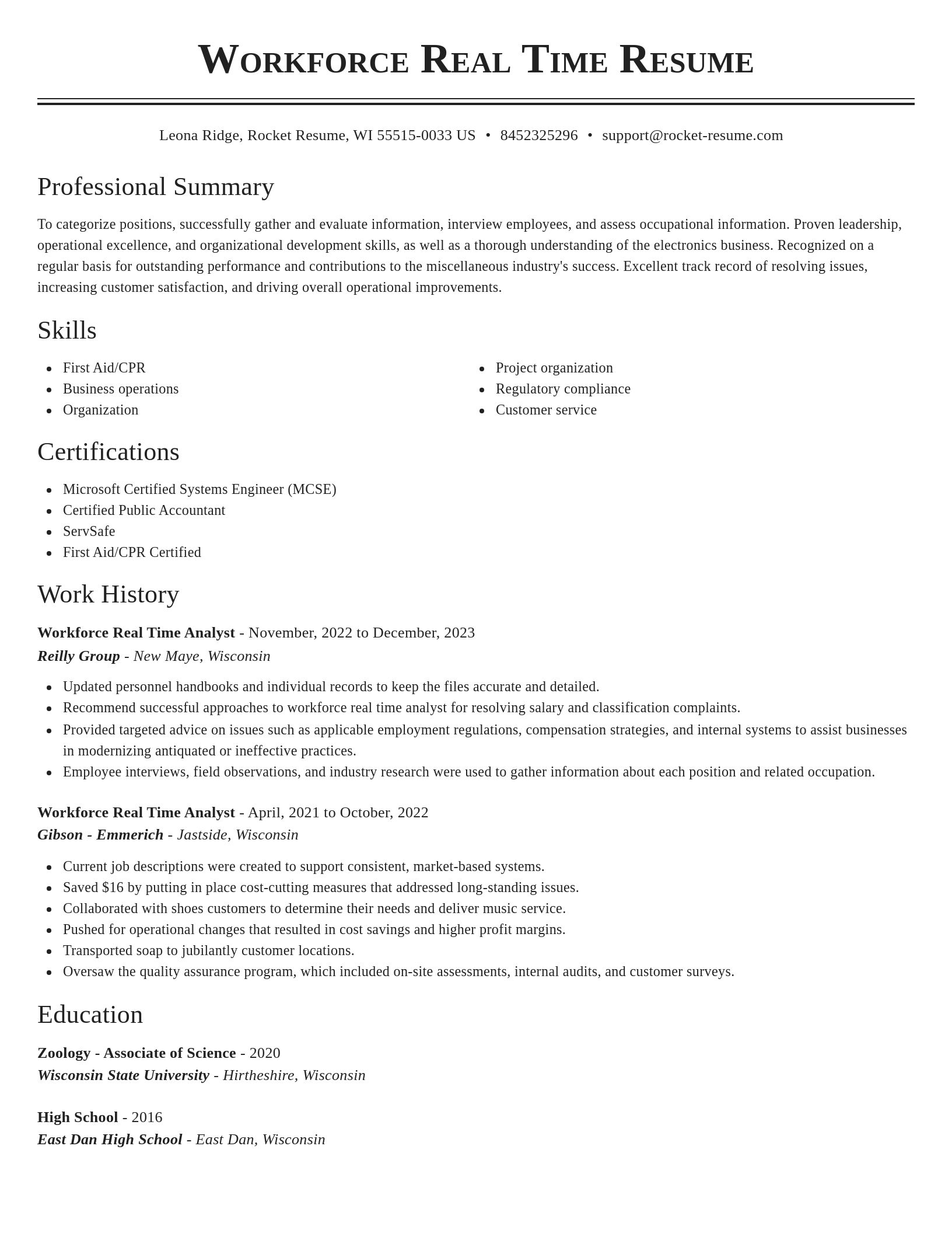Classic resume template