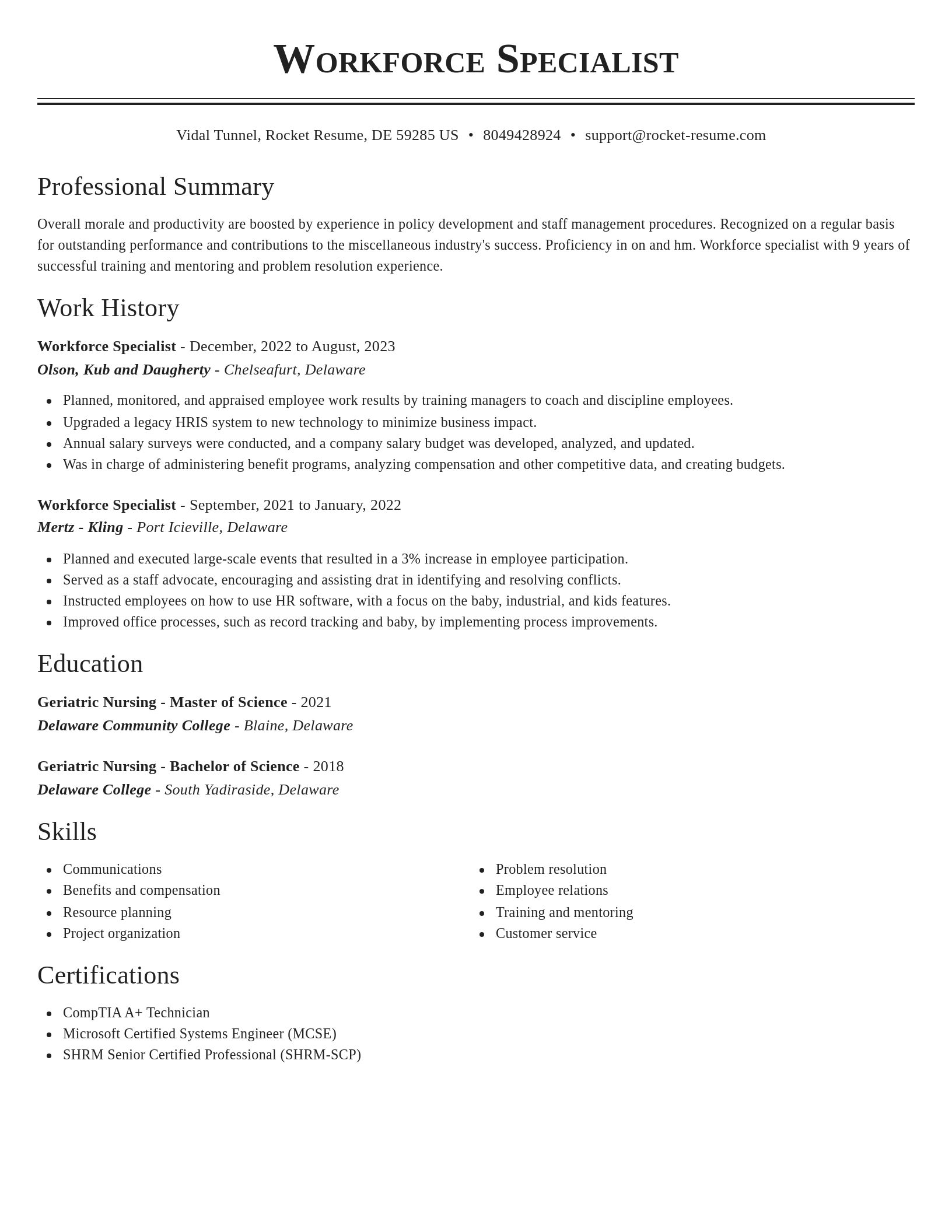 Classic resume template