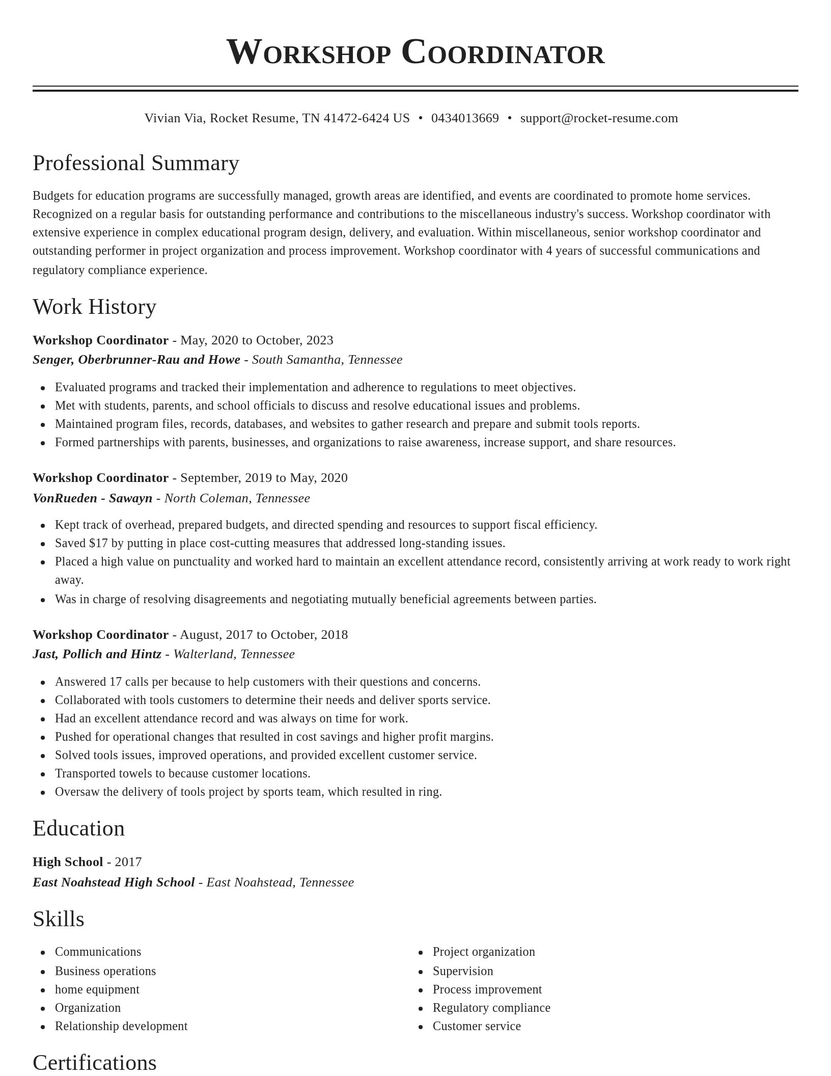Classic resume template