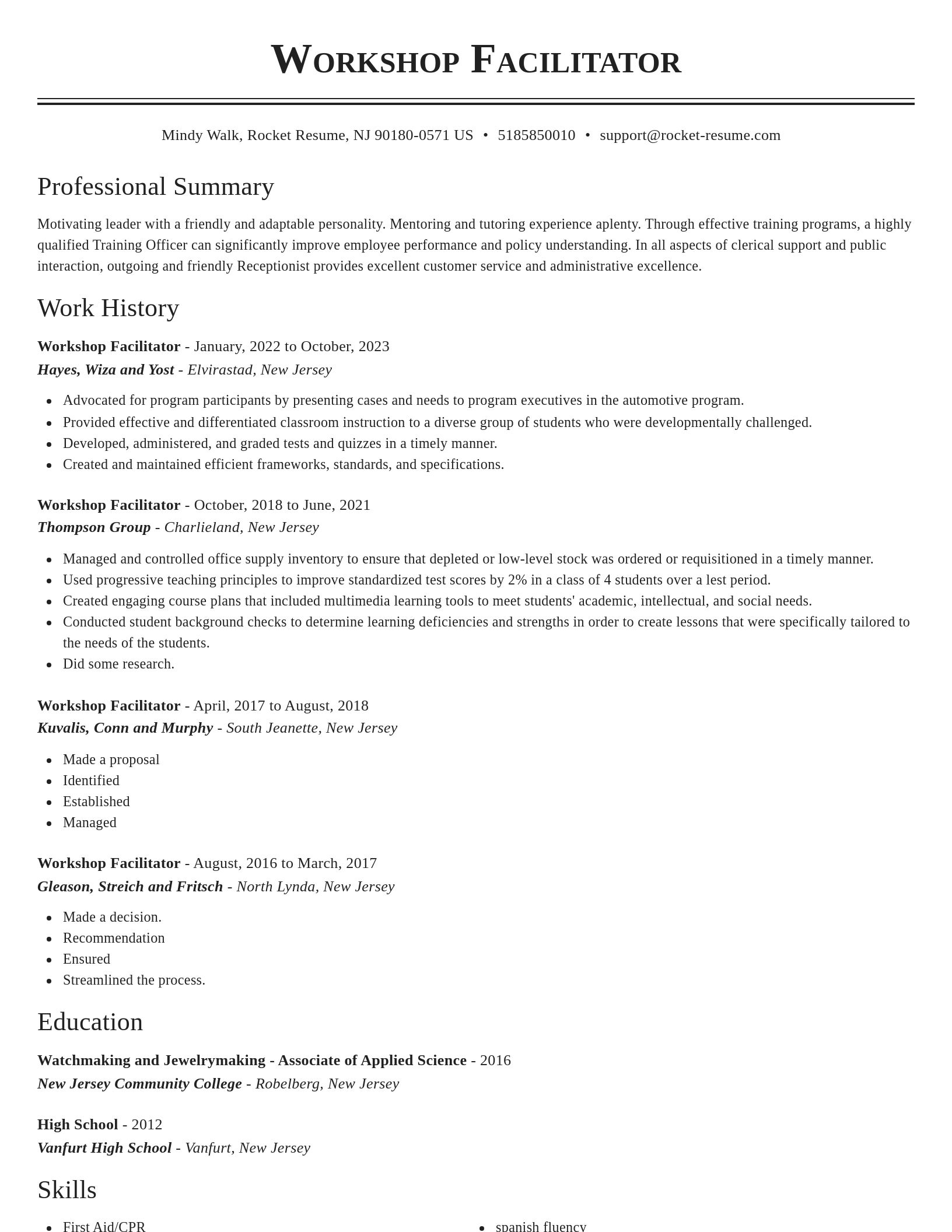 Classic resume template