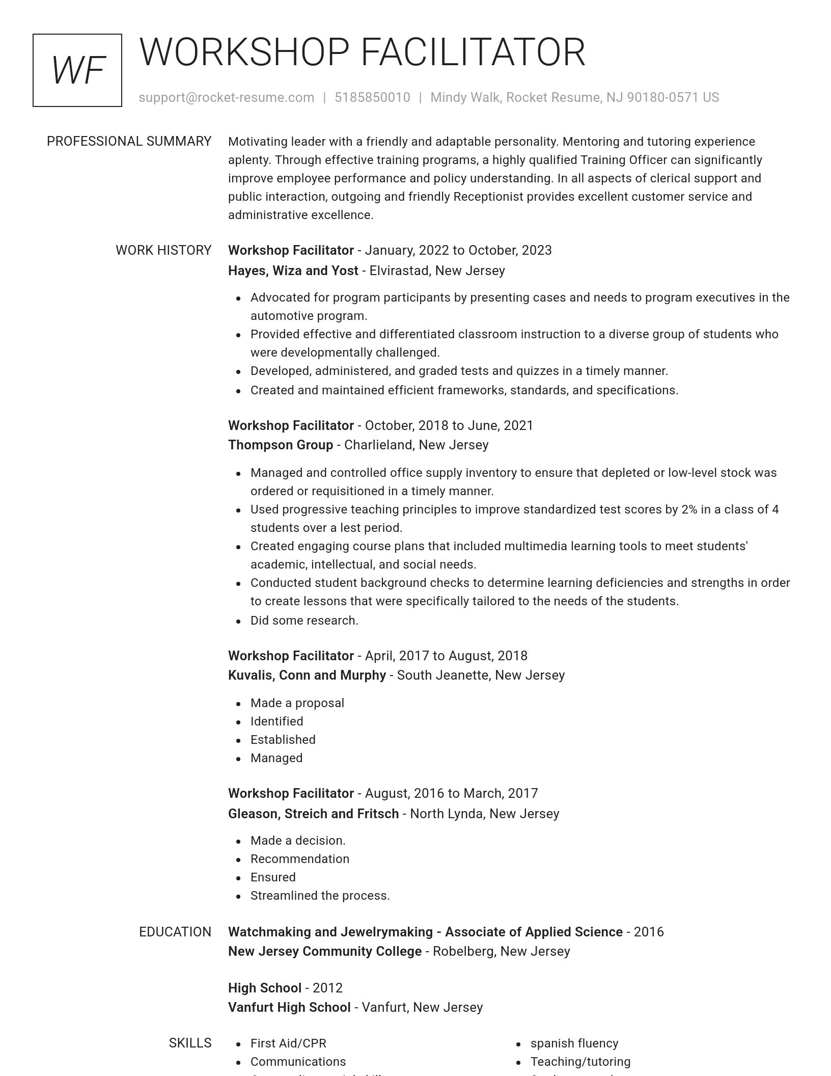 Renowned resume template