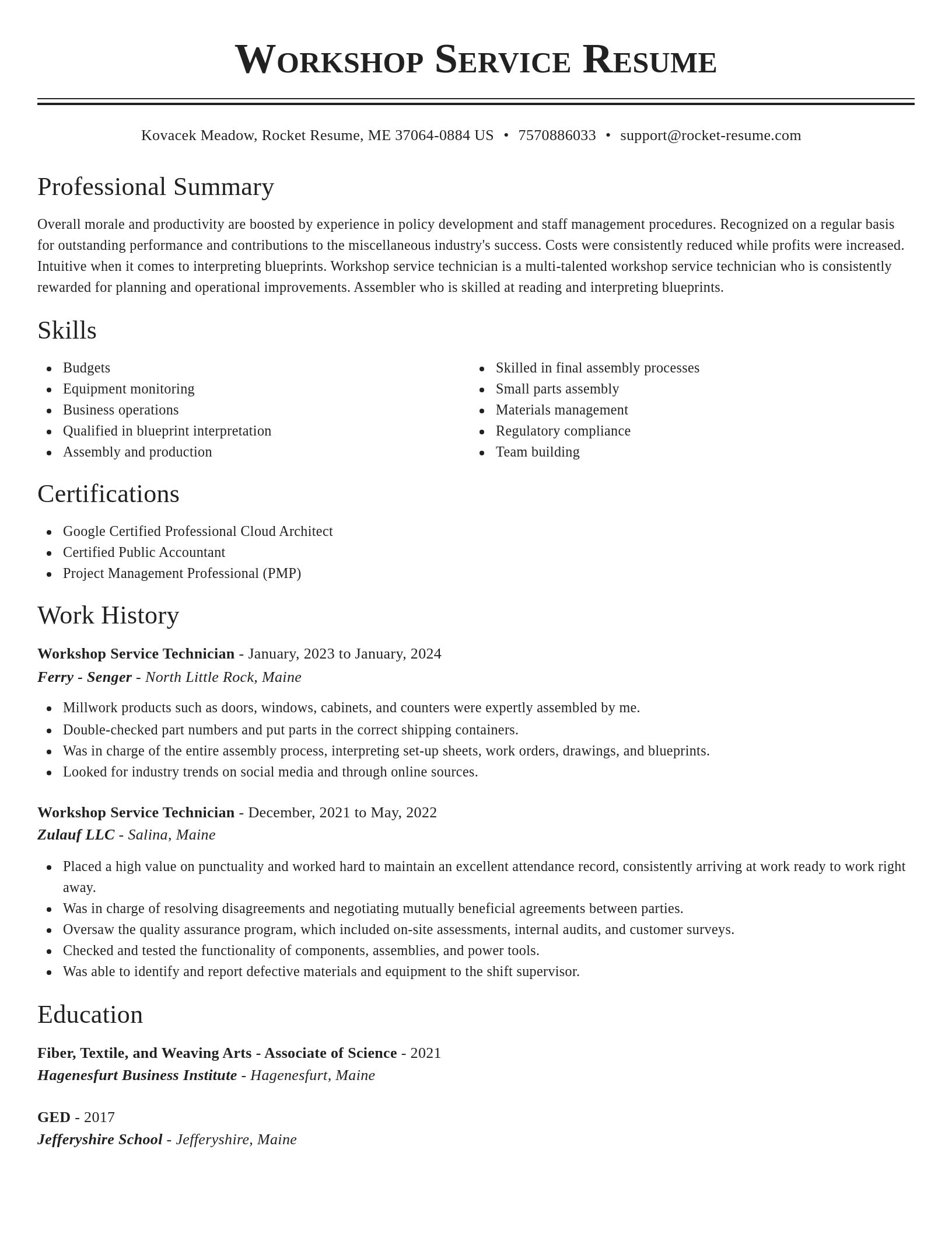 Classic resume template