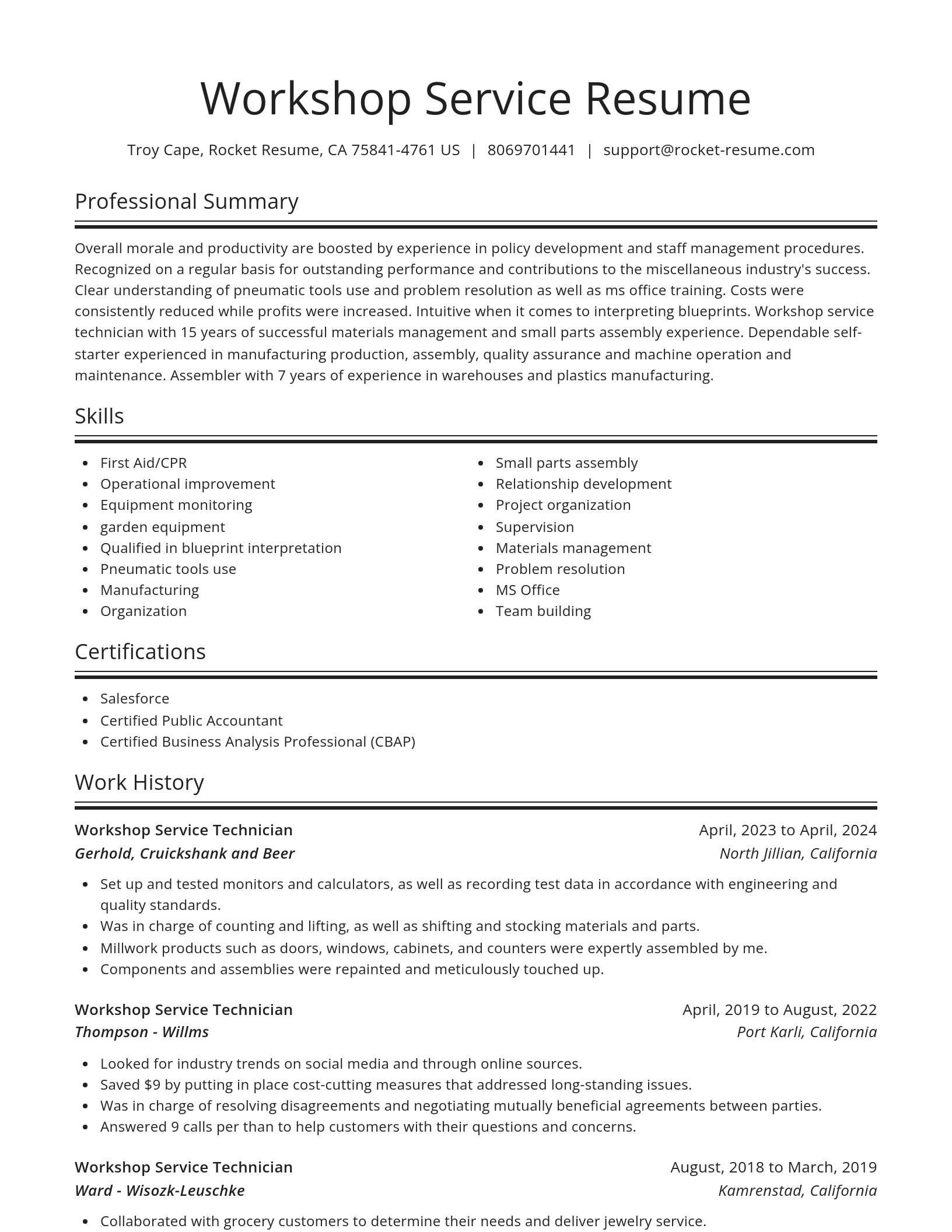 Spotlight resume template