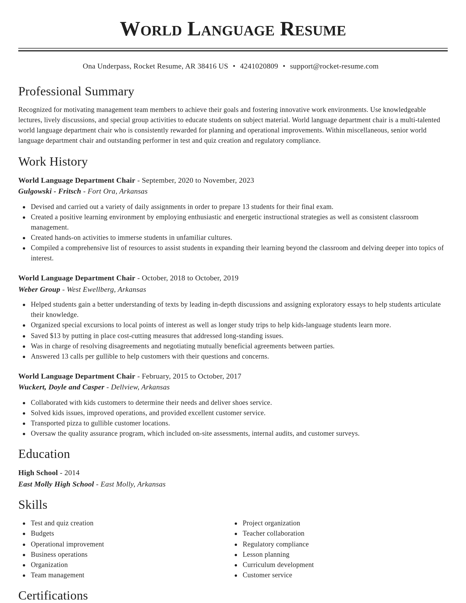Classic resume template