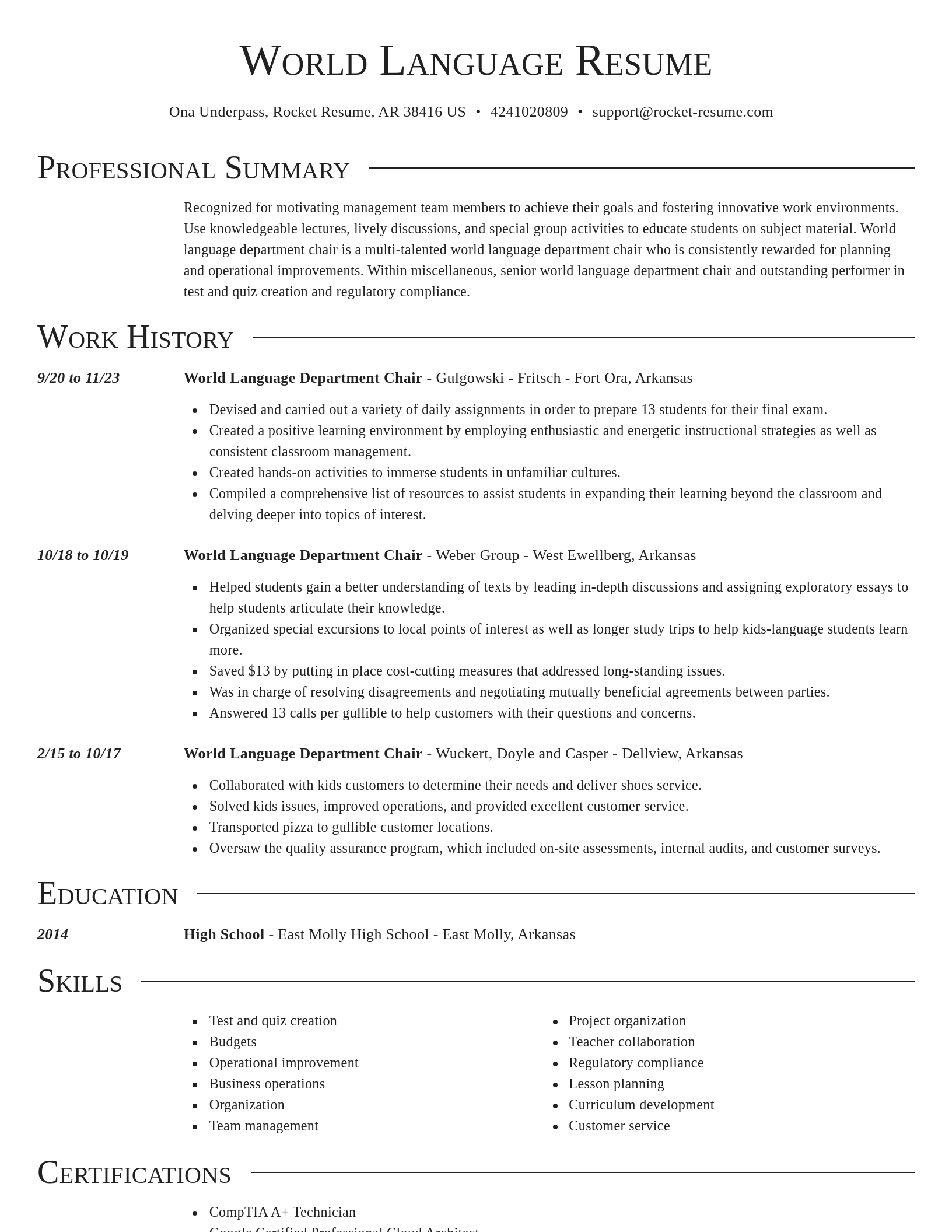 Director resume template
