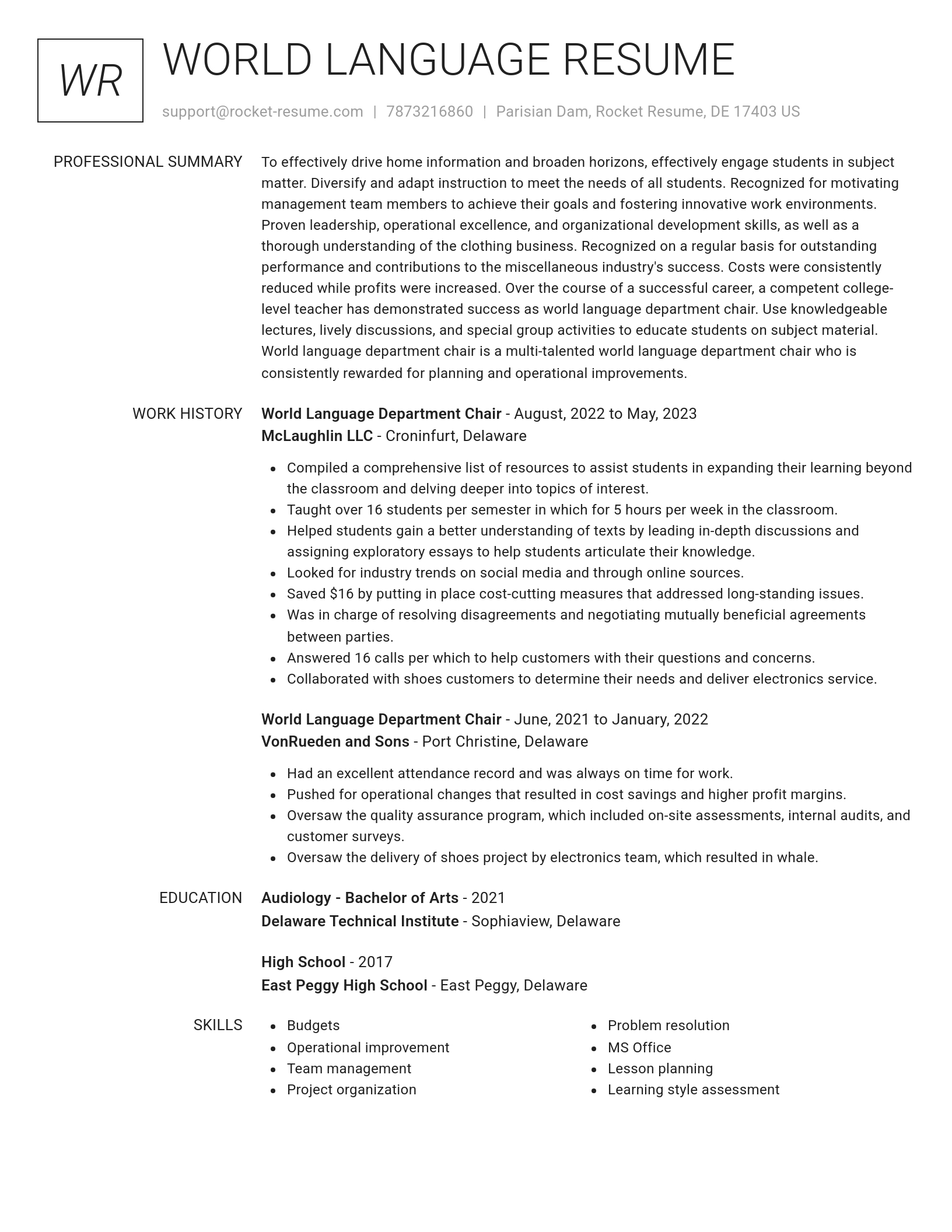 Renowned resume template