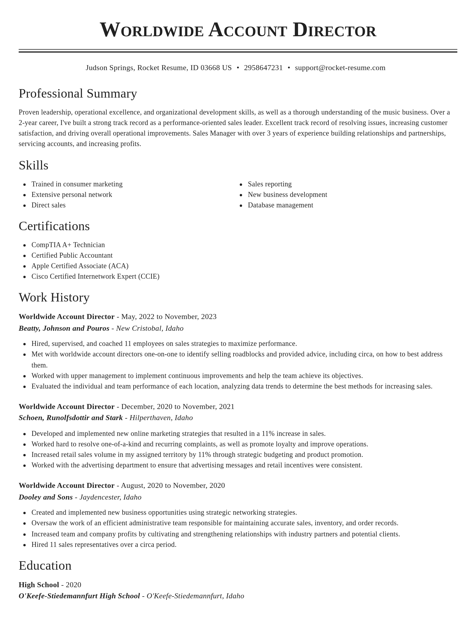 Classic resume template