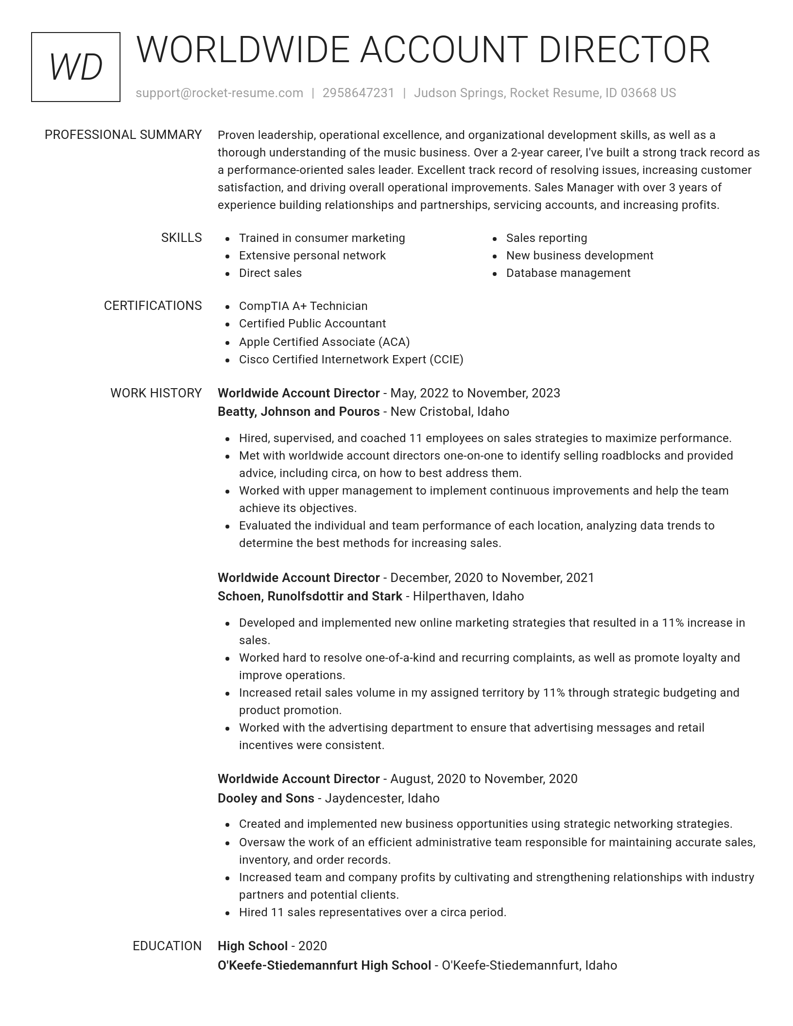Renowned resume template