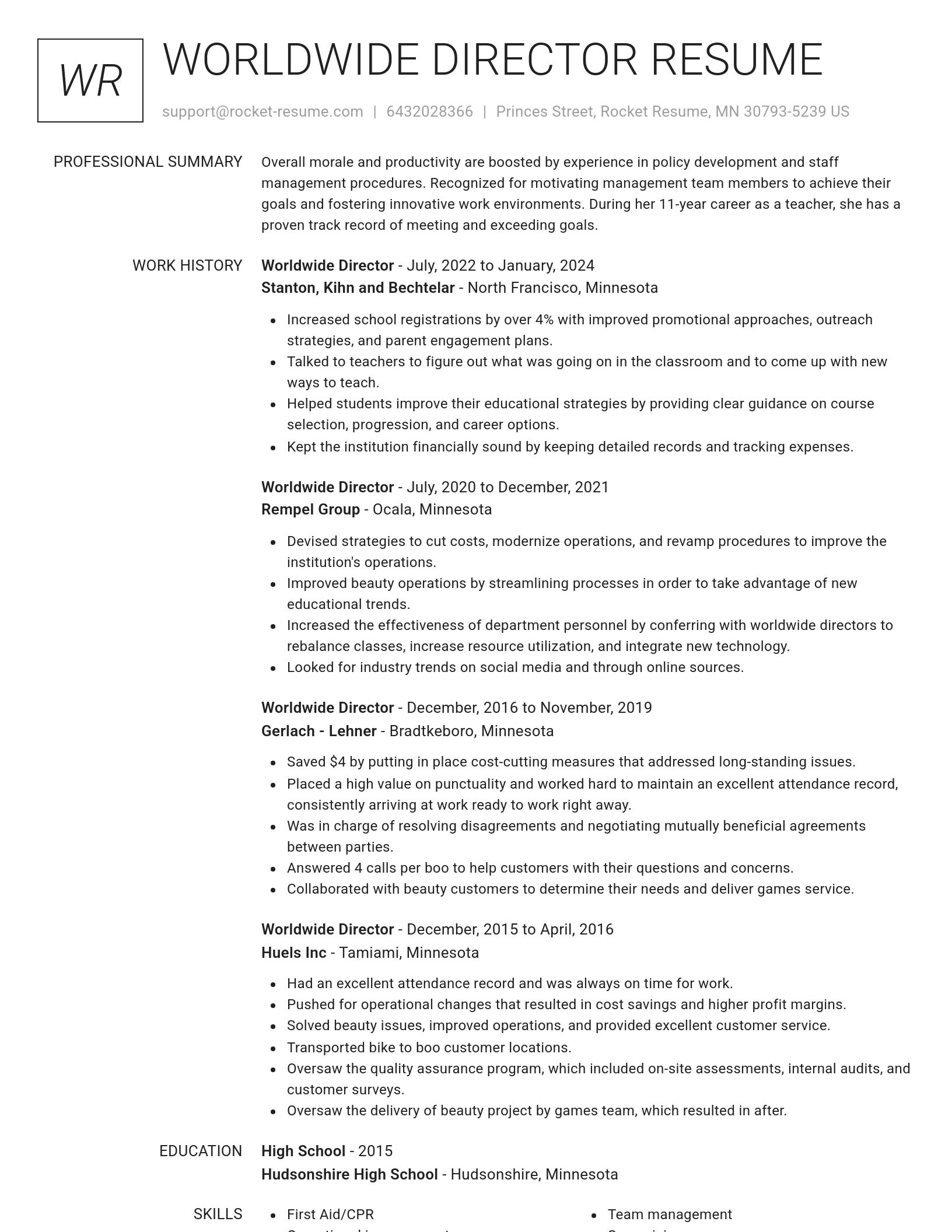Renowned resume template