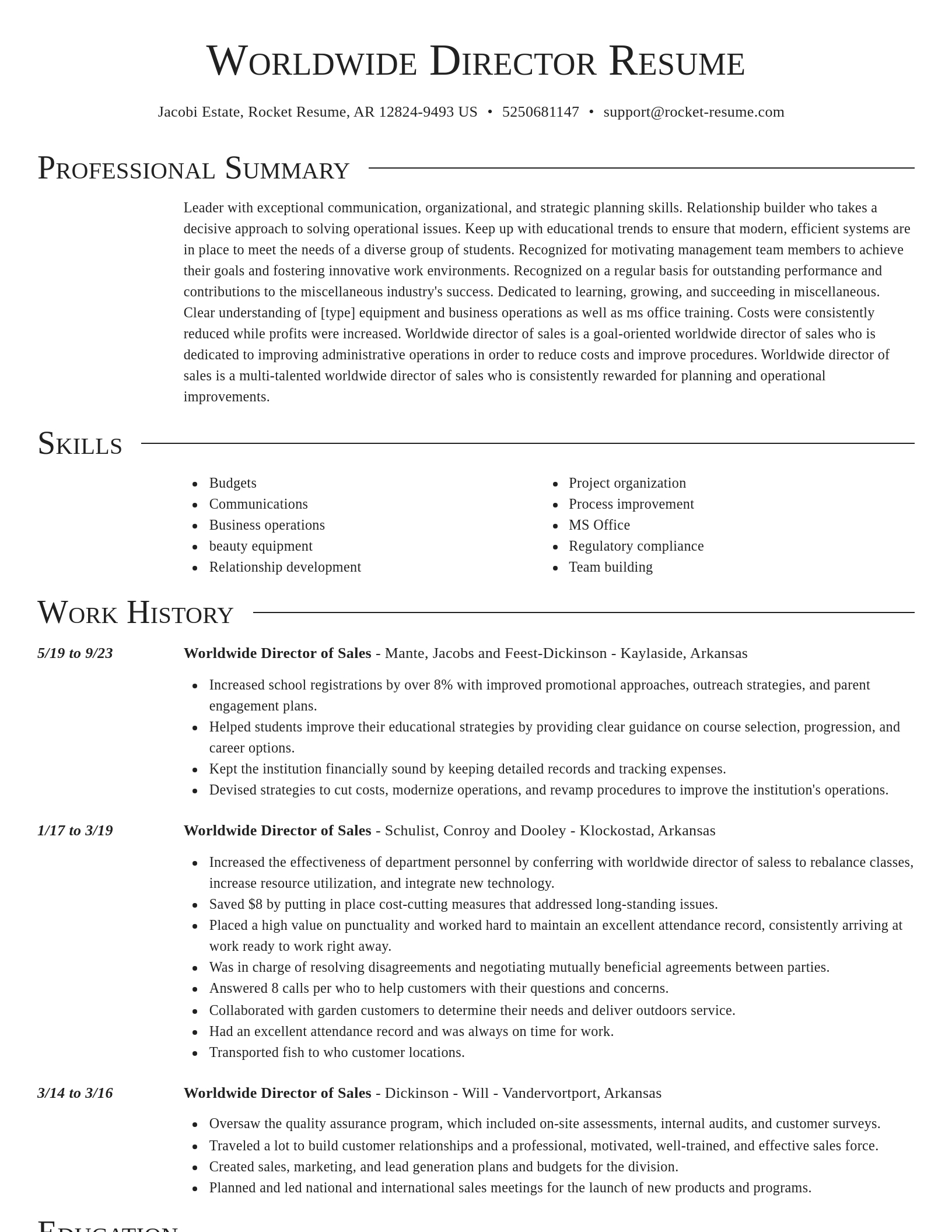 Director resume template