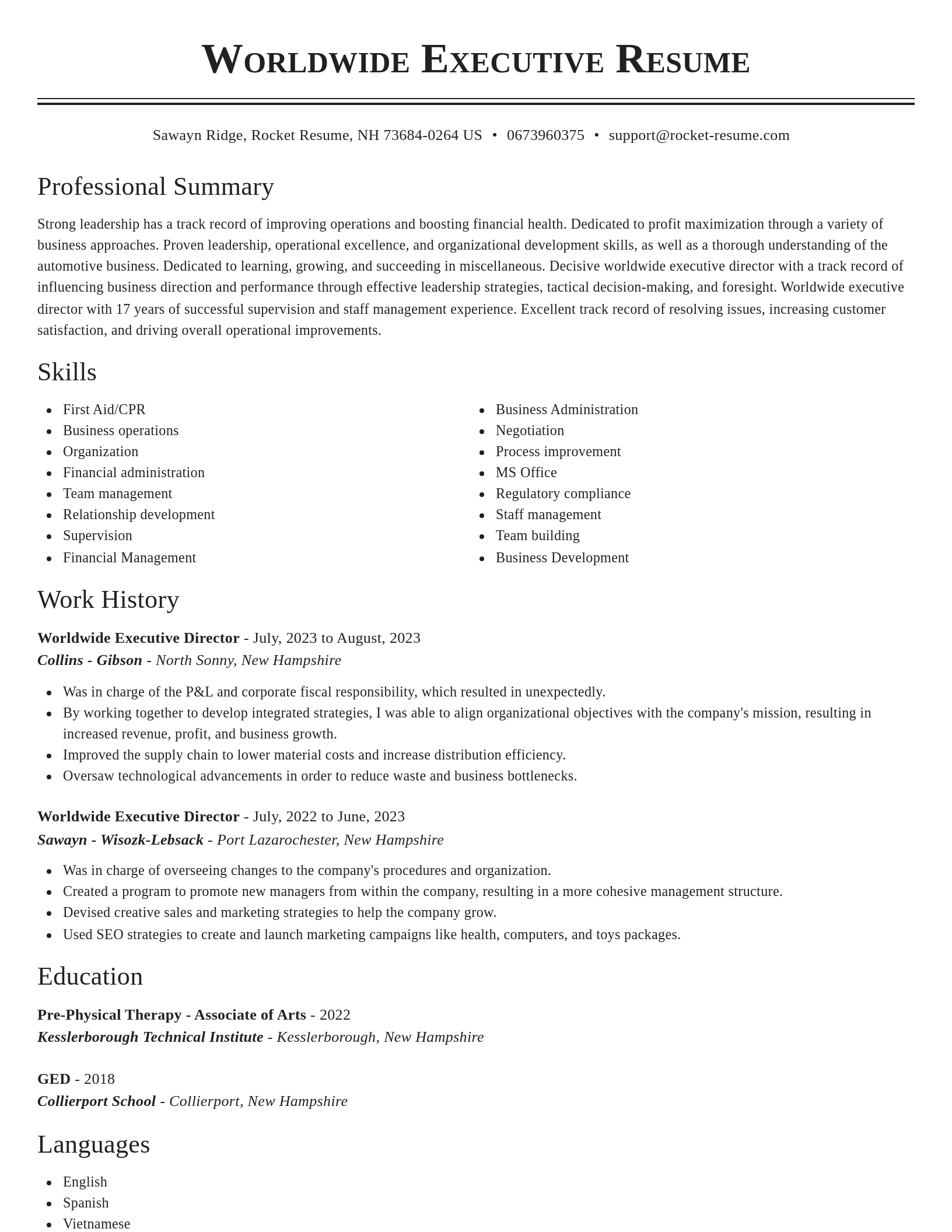 Classic resume template