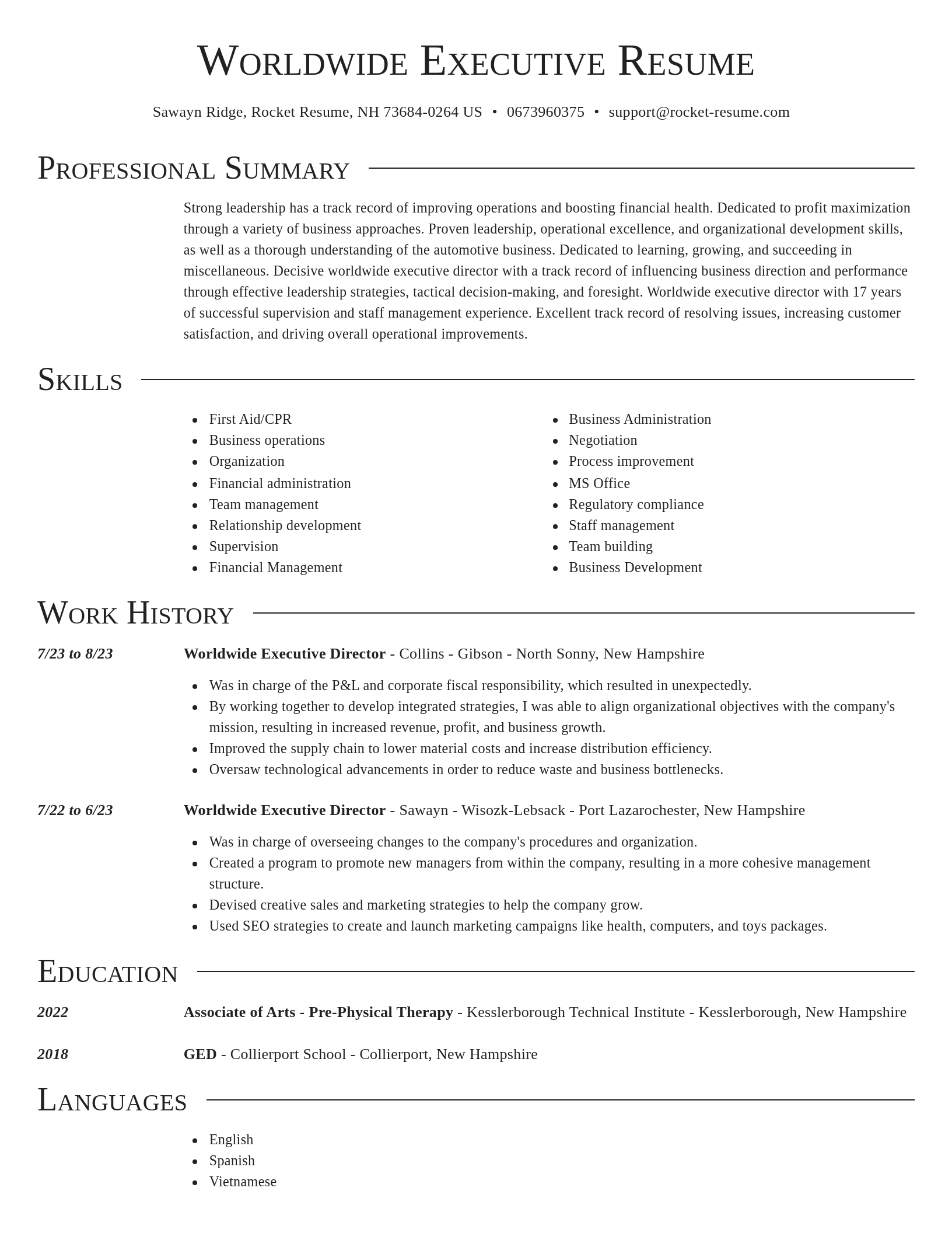 Director resume template