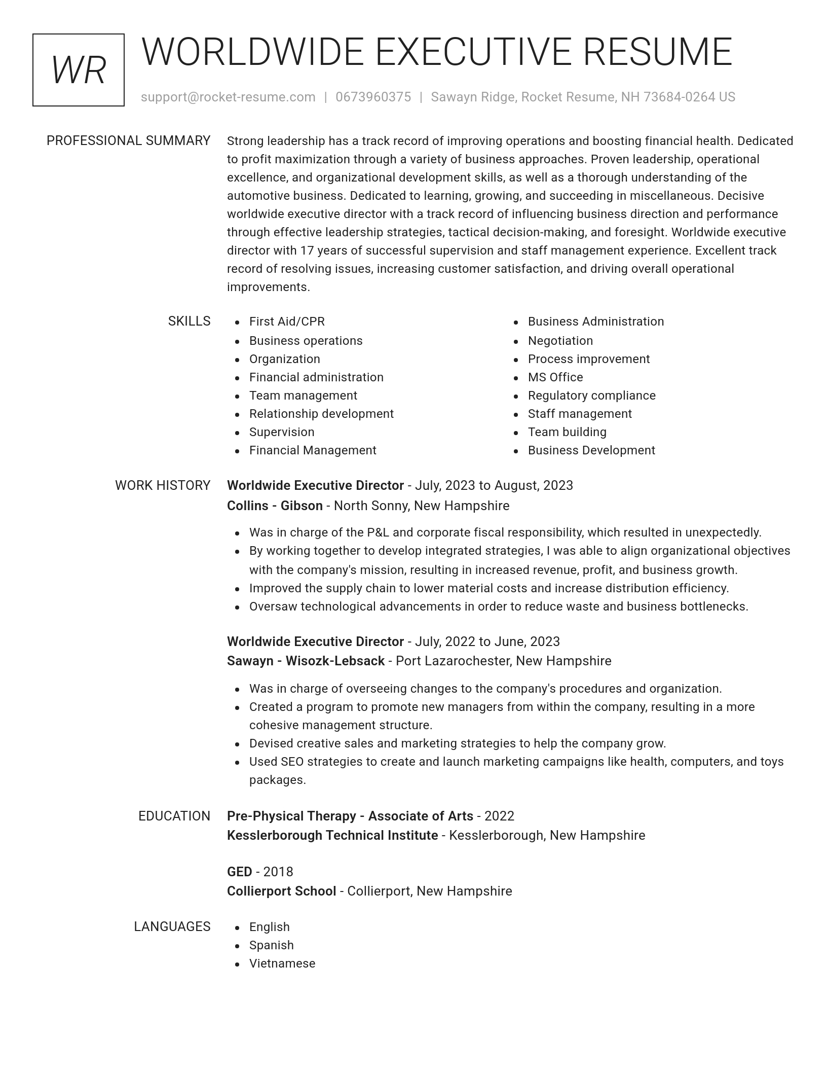Renowned resume template