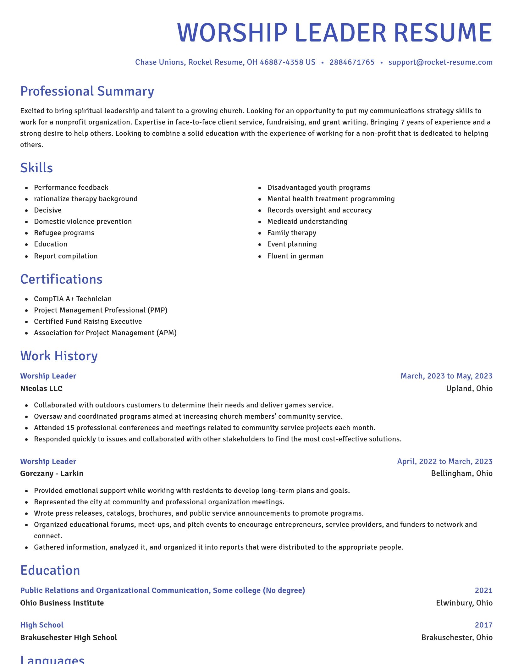 Novel resume template