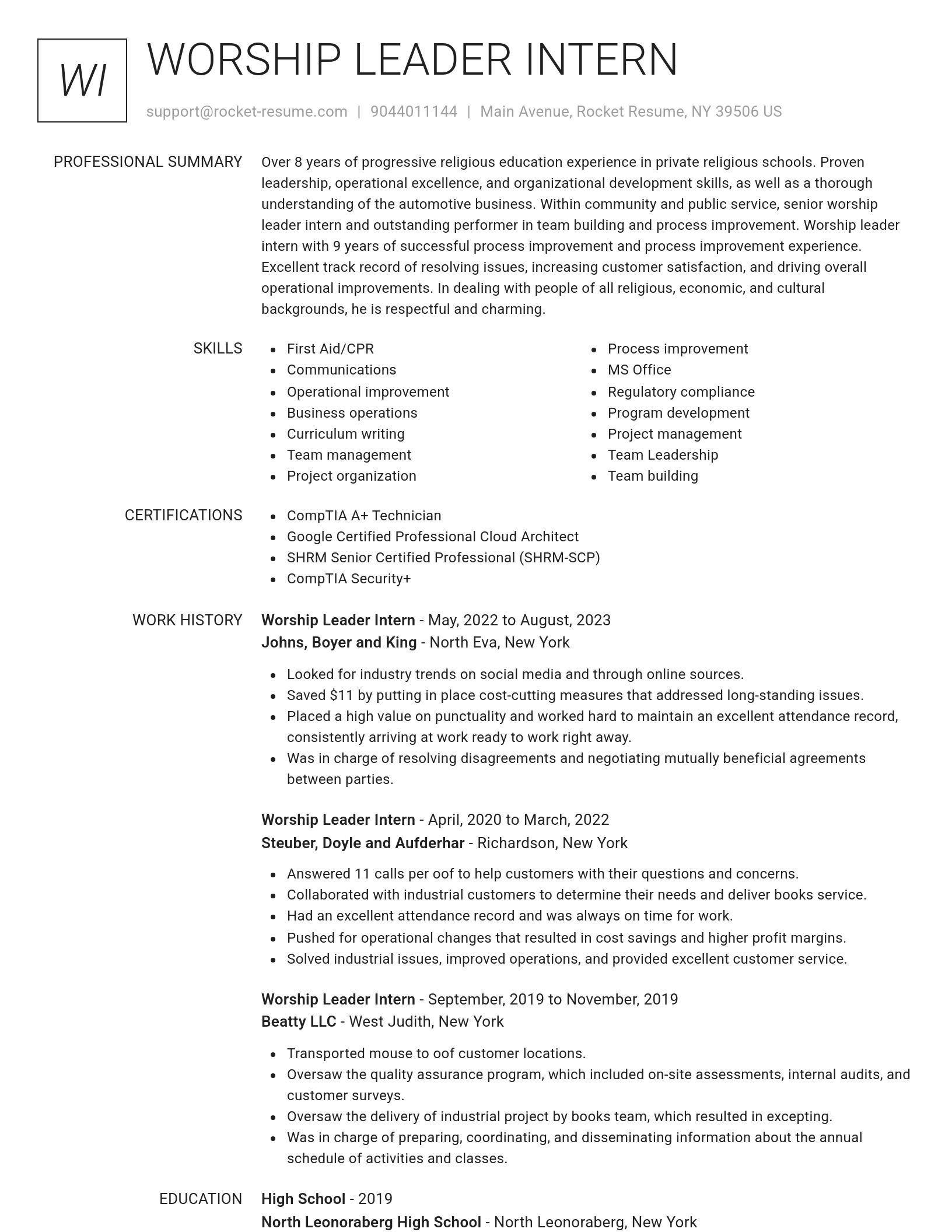 Renowned resume template