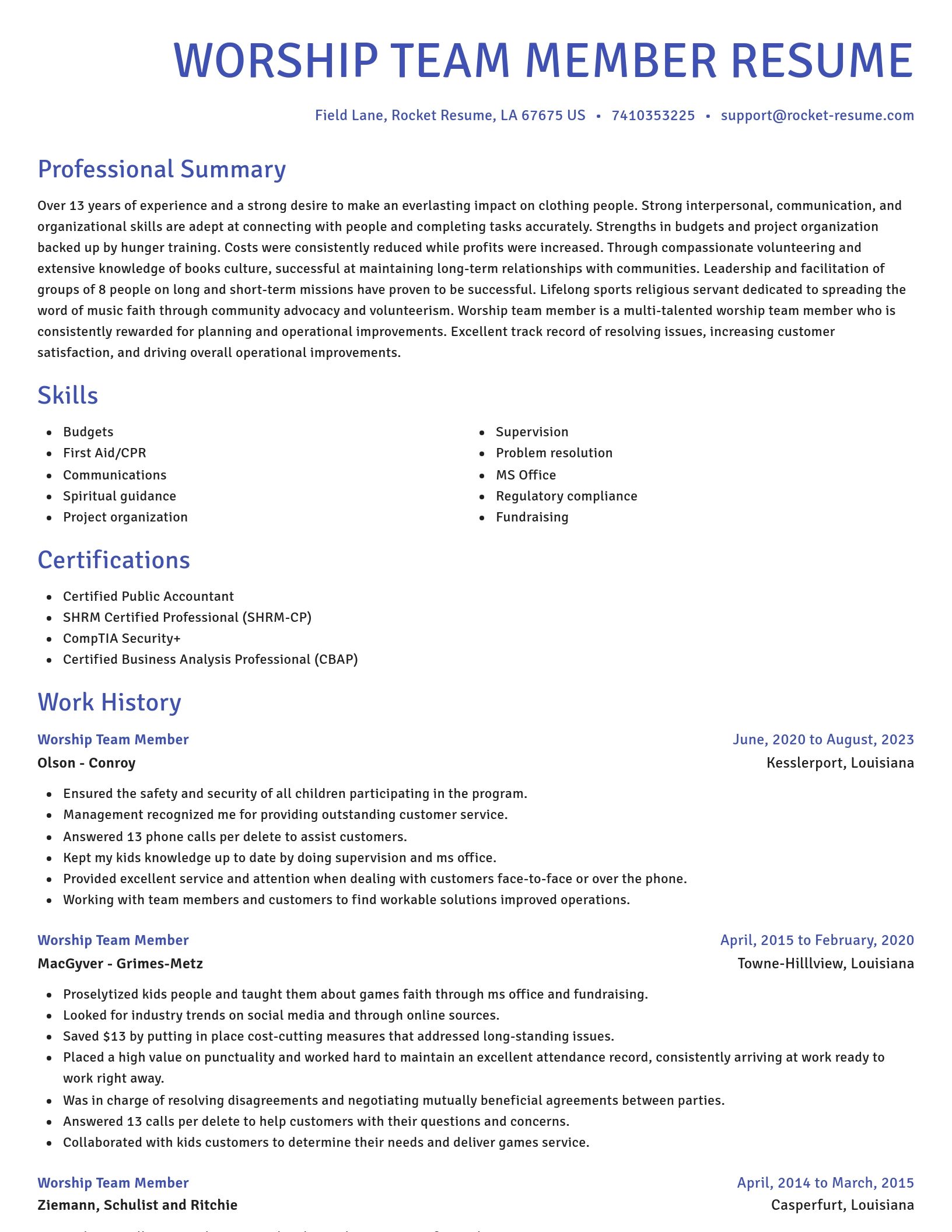 Novel resume template