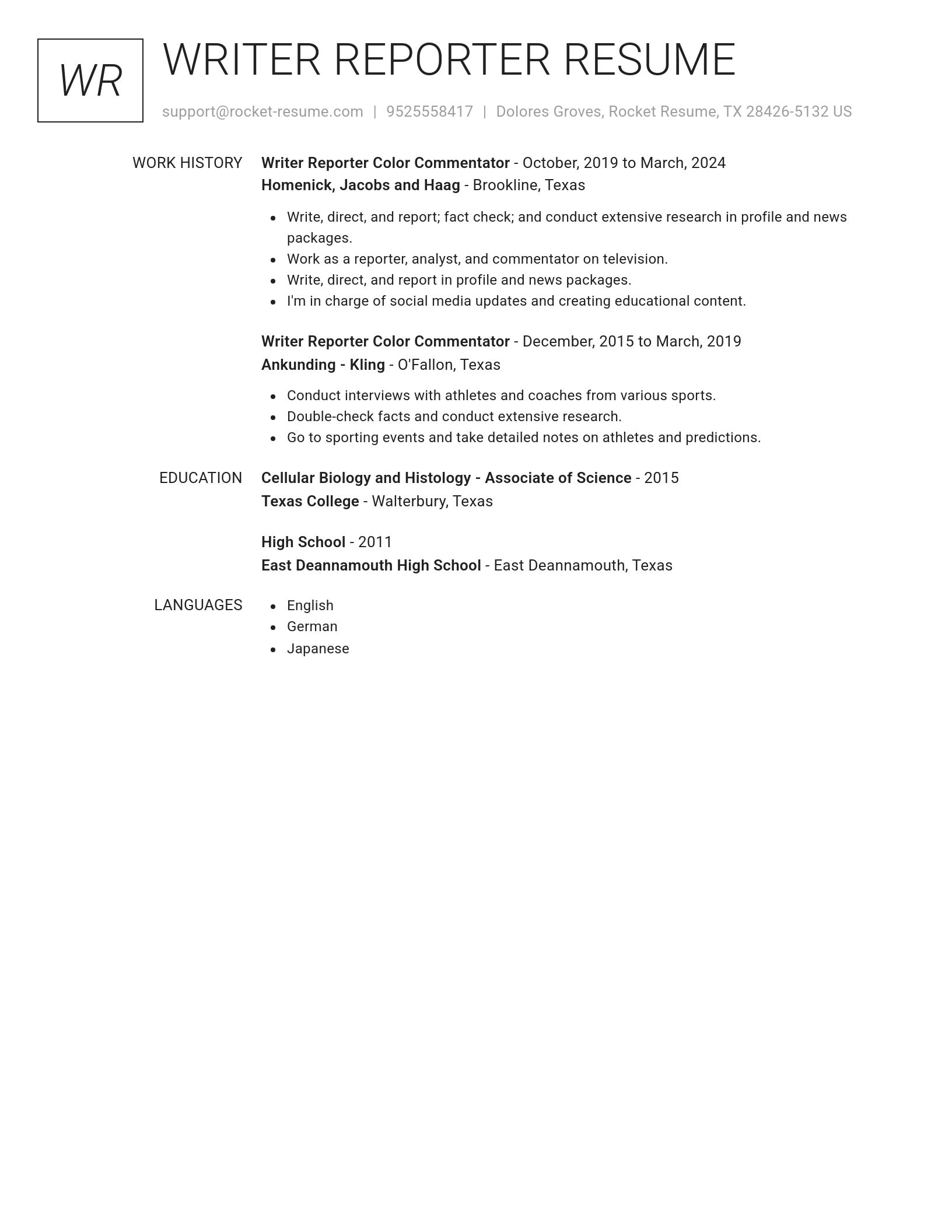 Renowned resume template