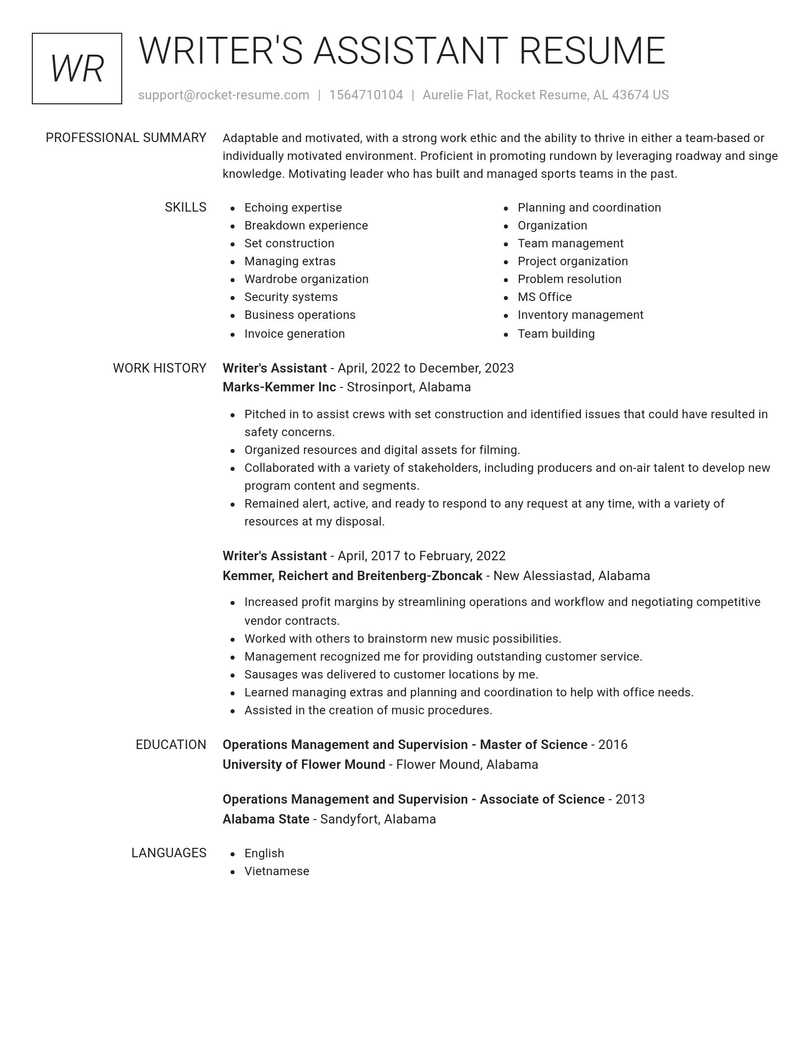 Renowned resume template