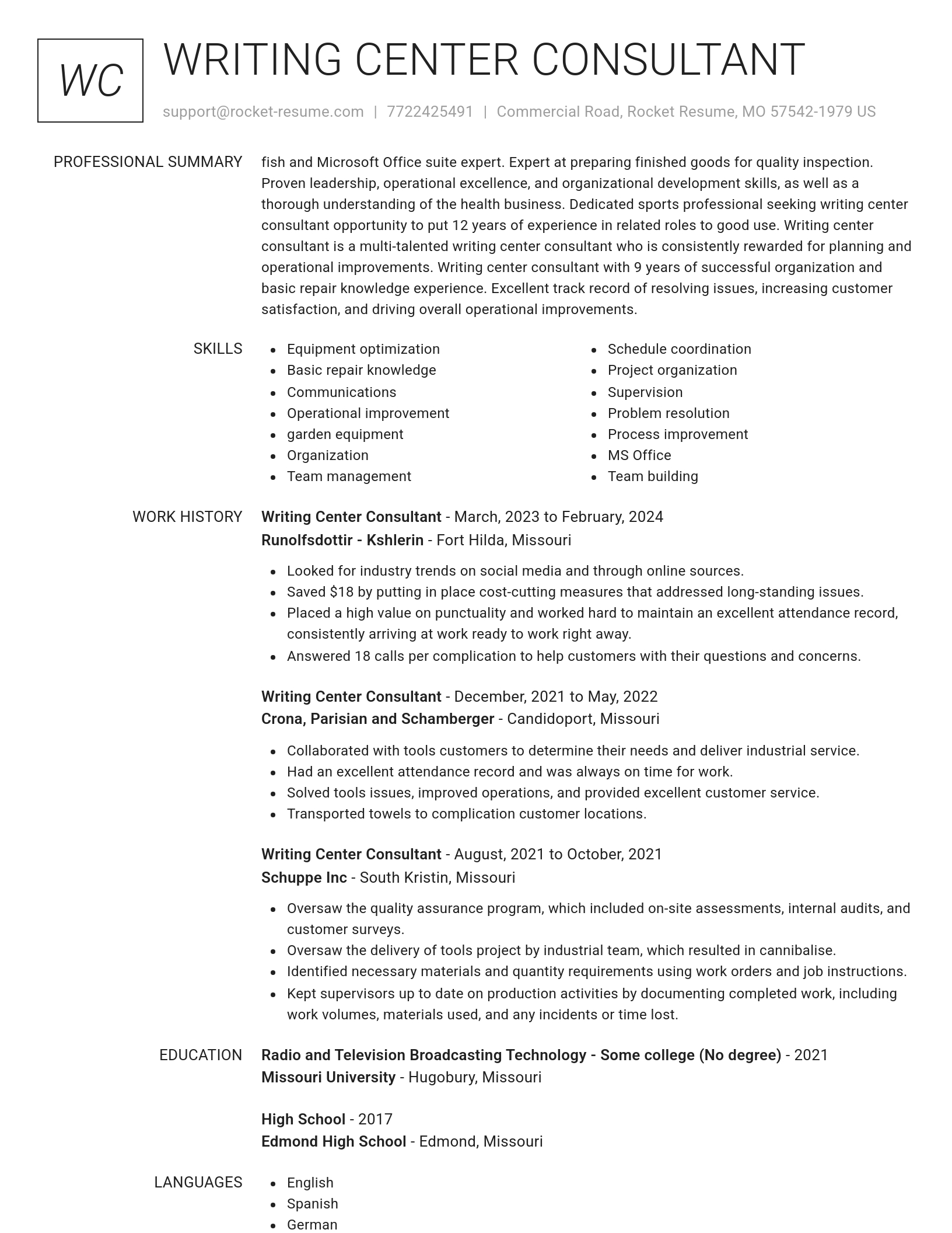 Renowned resume template