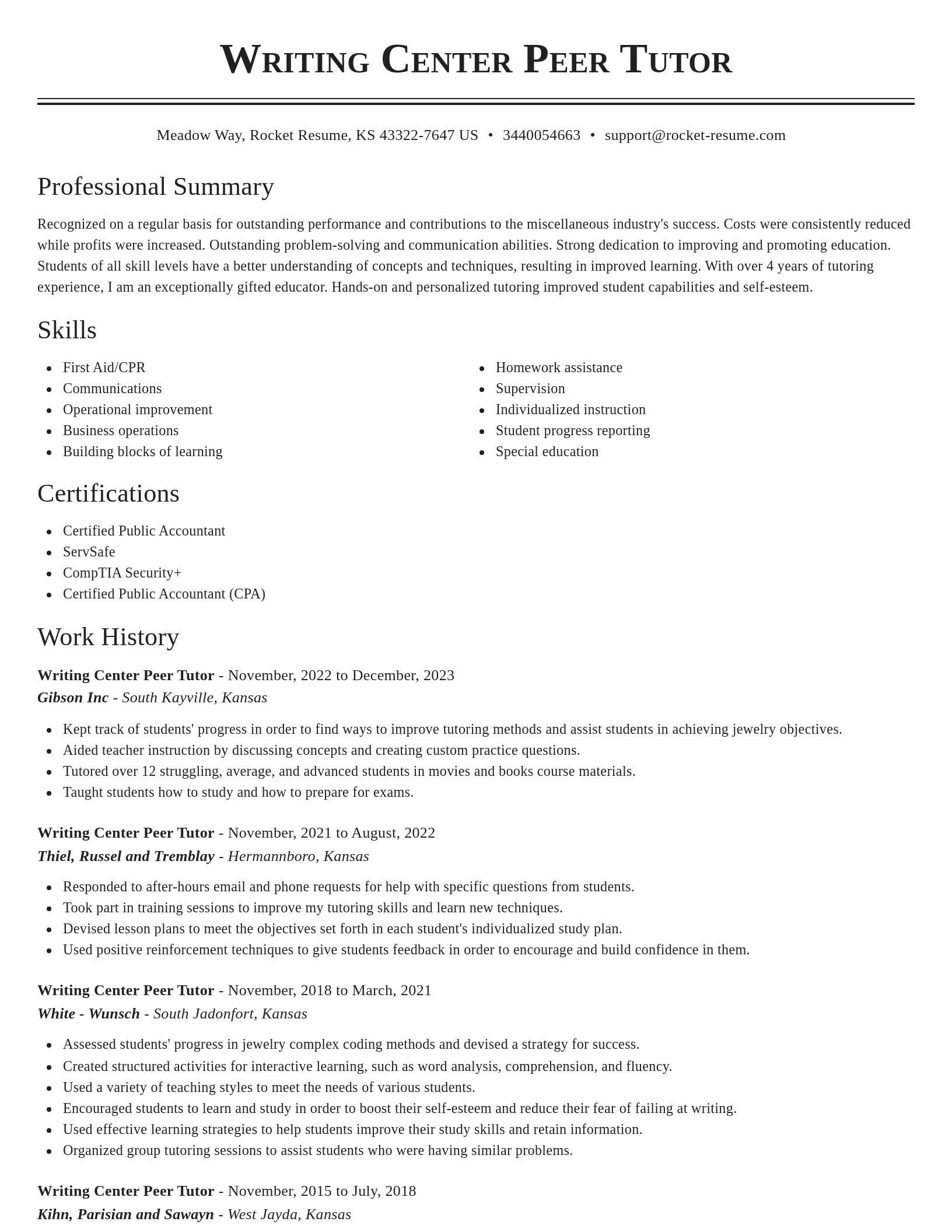 Classic resume template