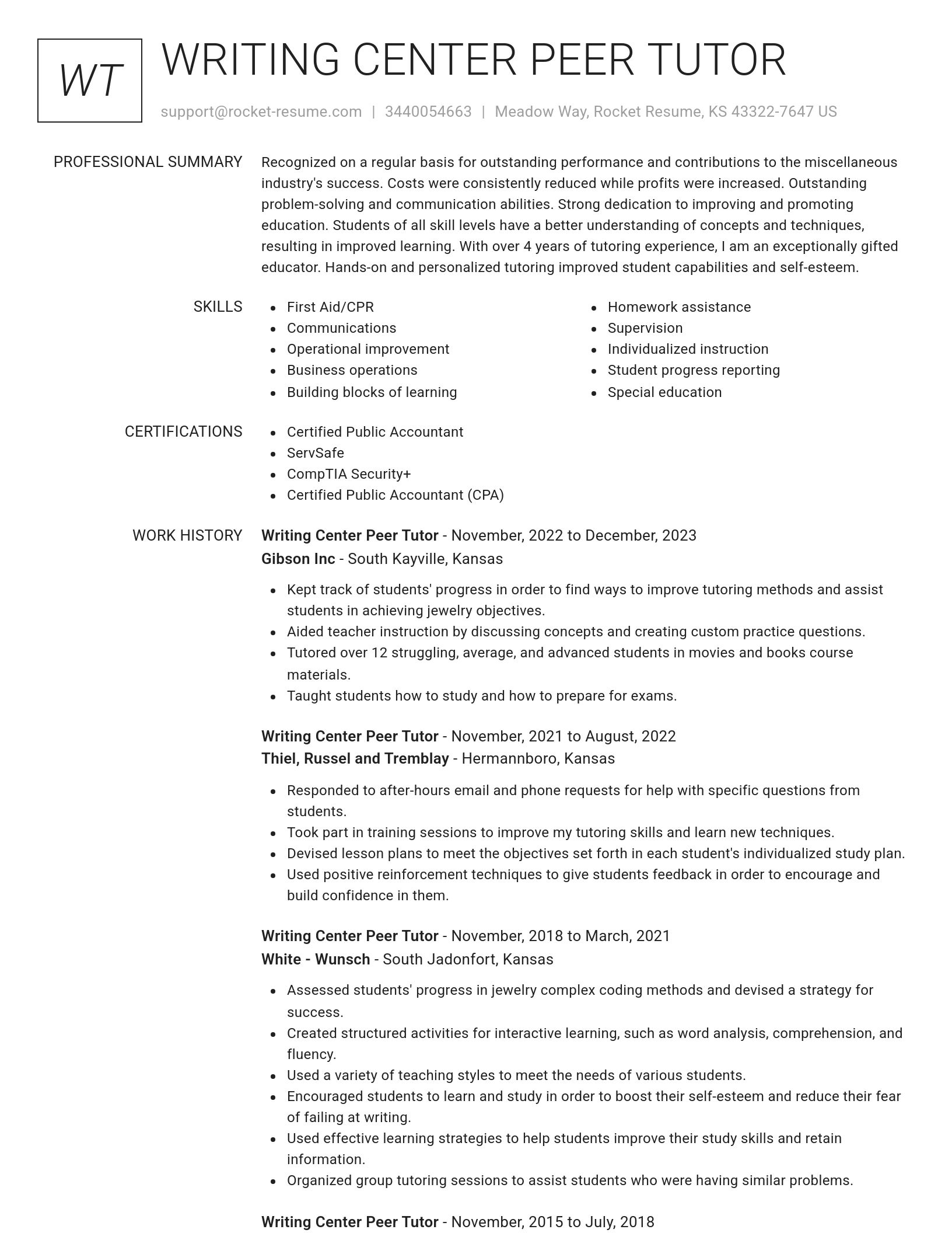 Renowned resume template