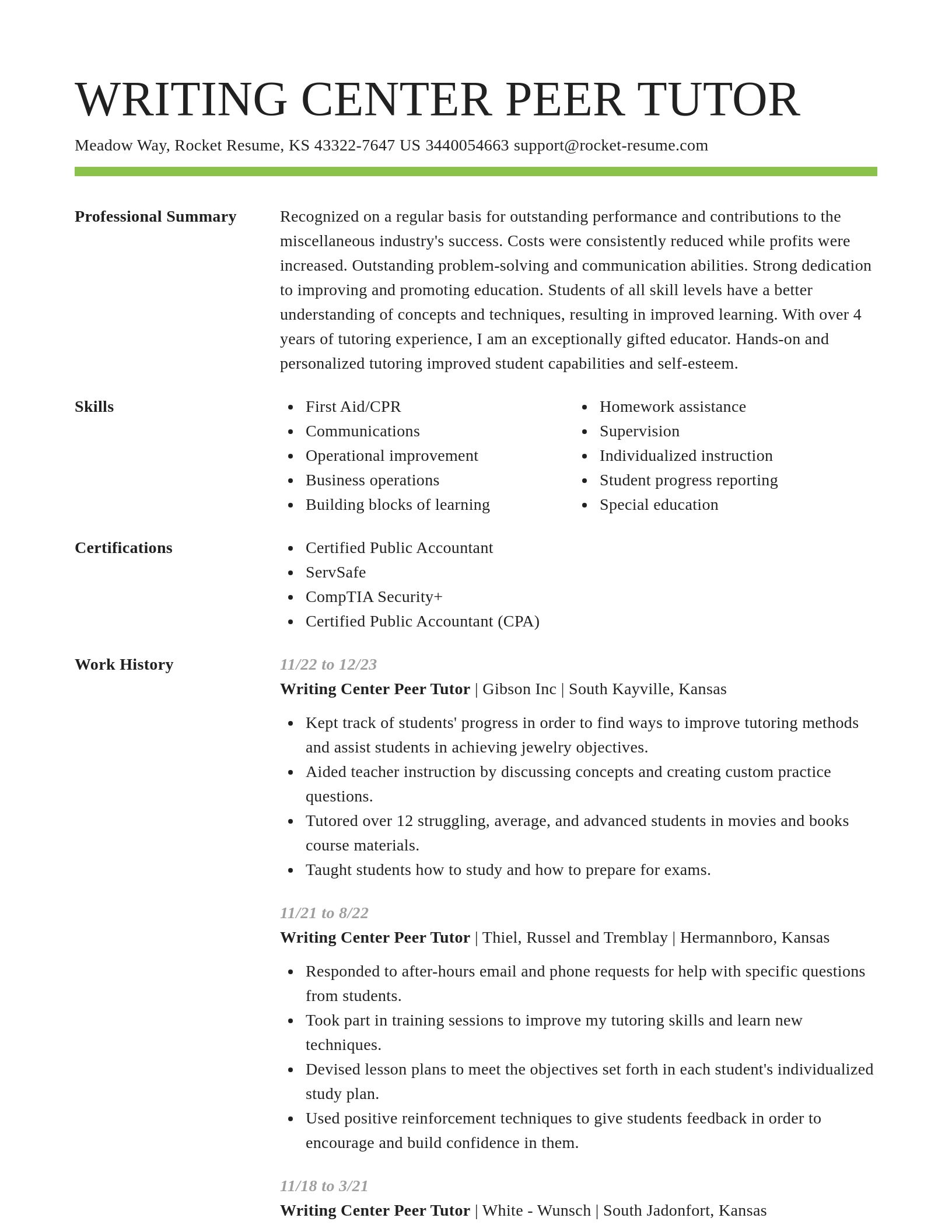Smart resume template