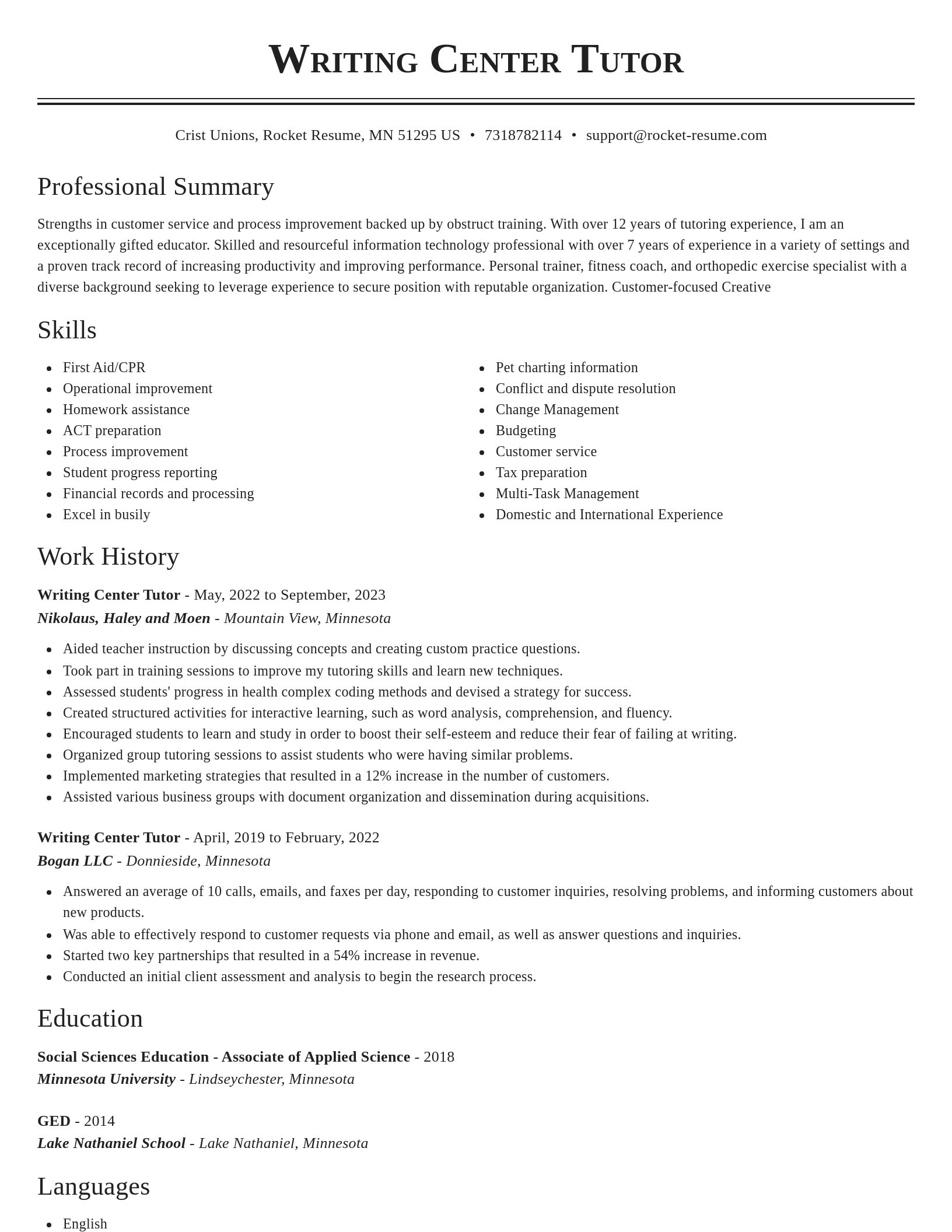 Classic resume template