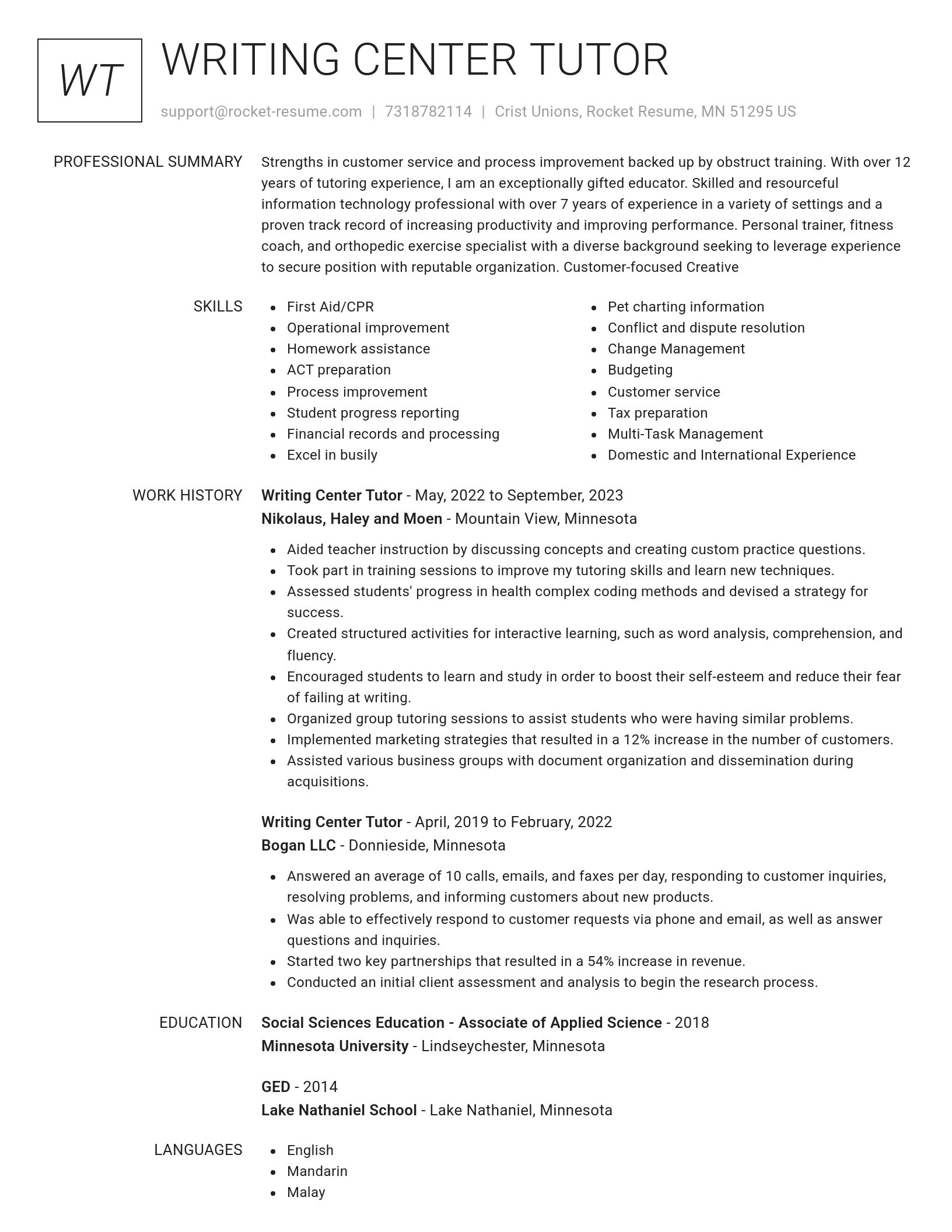 Renowned resume template